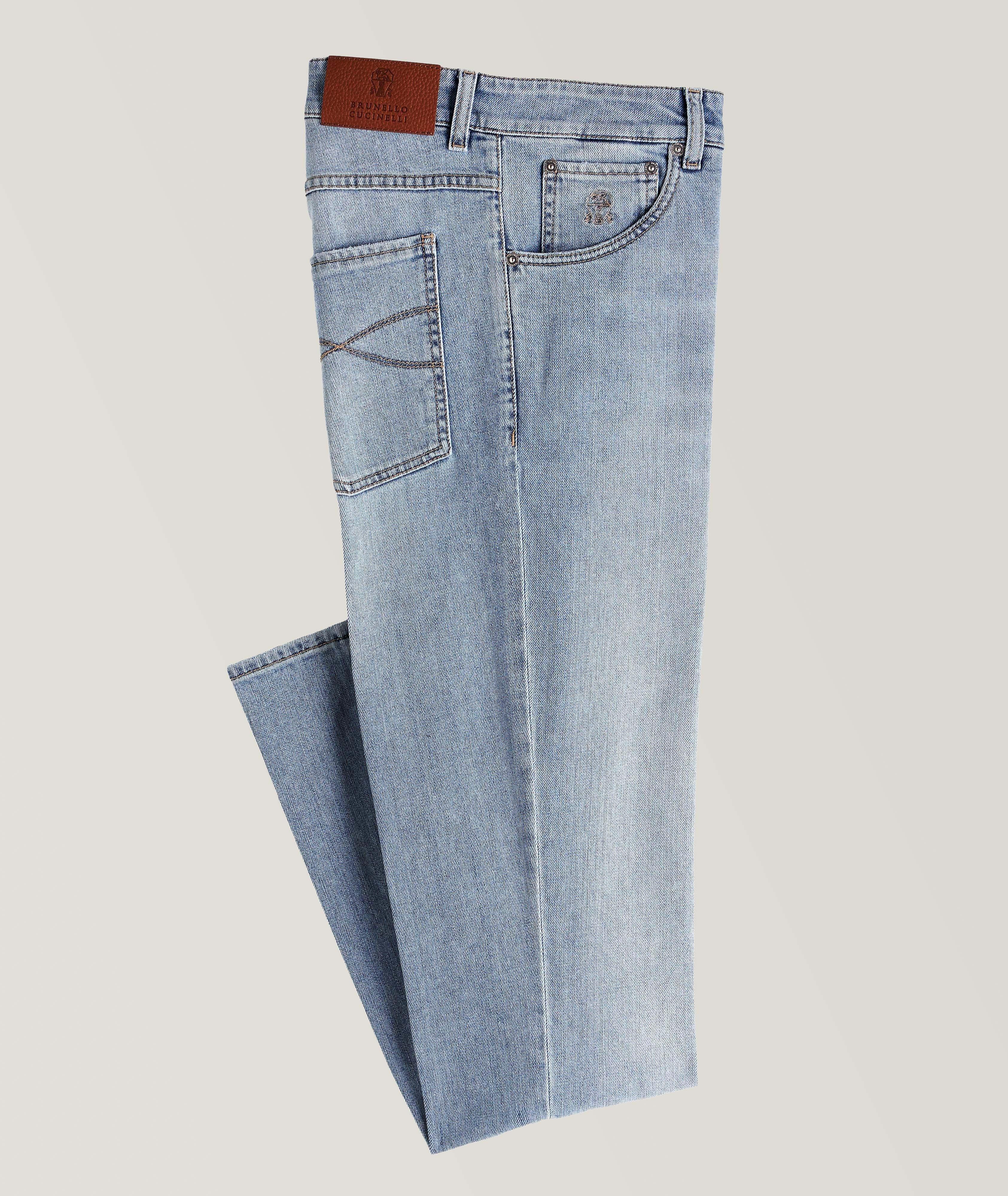 Brunello Cucinelli Jean en coton extensible de coupe ajustée