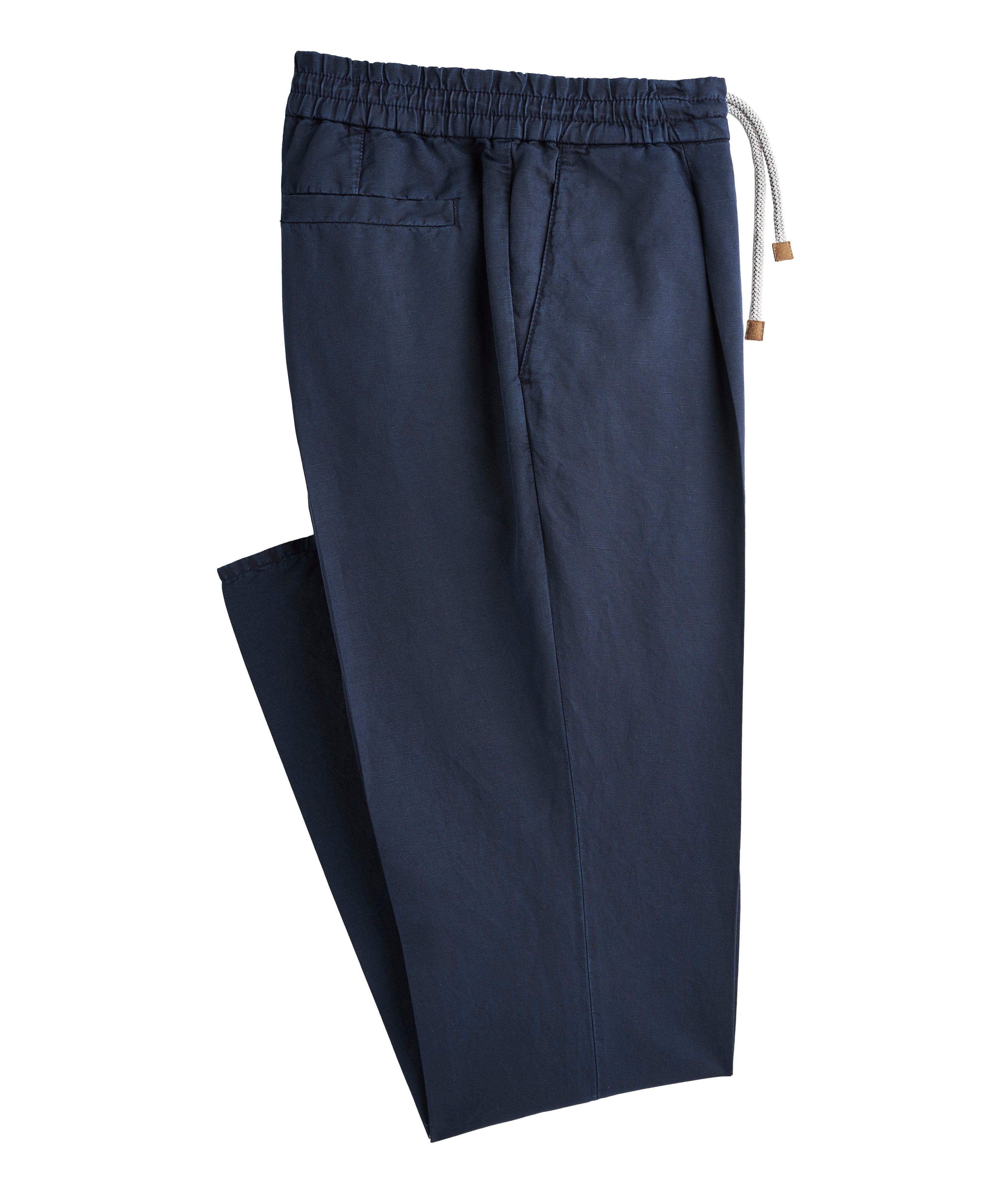 Pantalon en lin et coton à cordon image 0