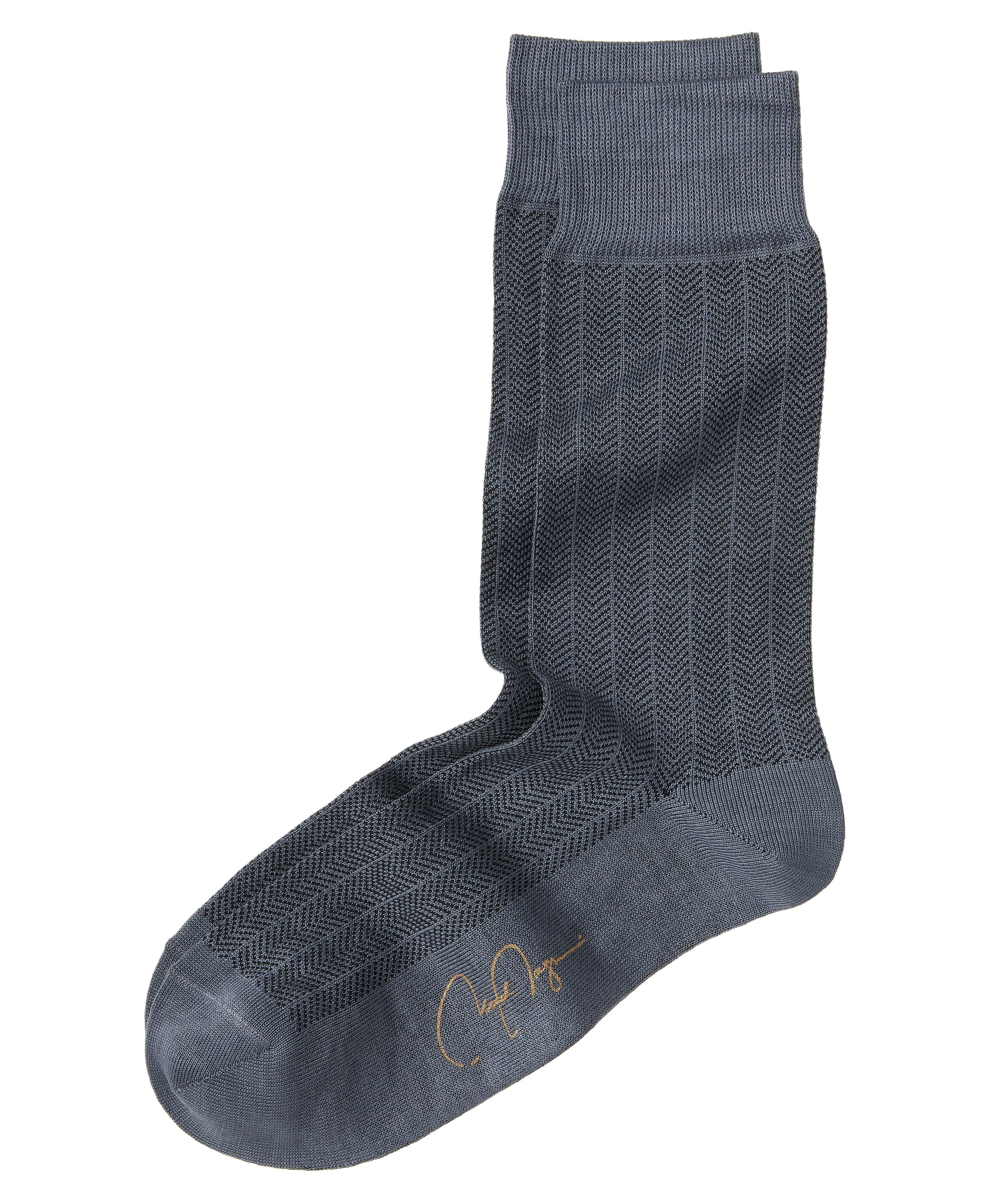 Herringbone Stretch-Cotton Socks image 0