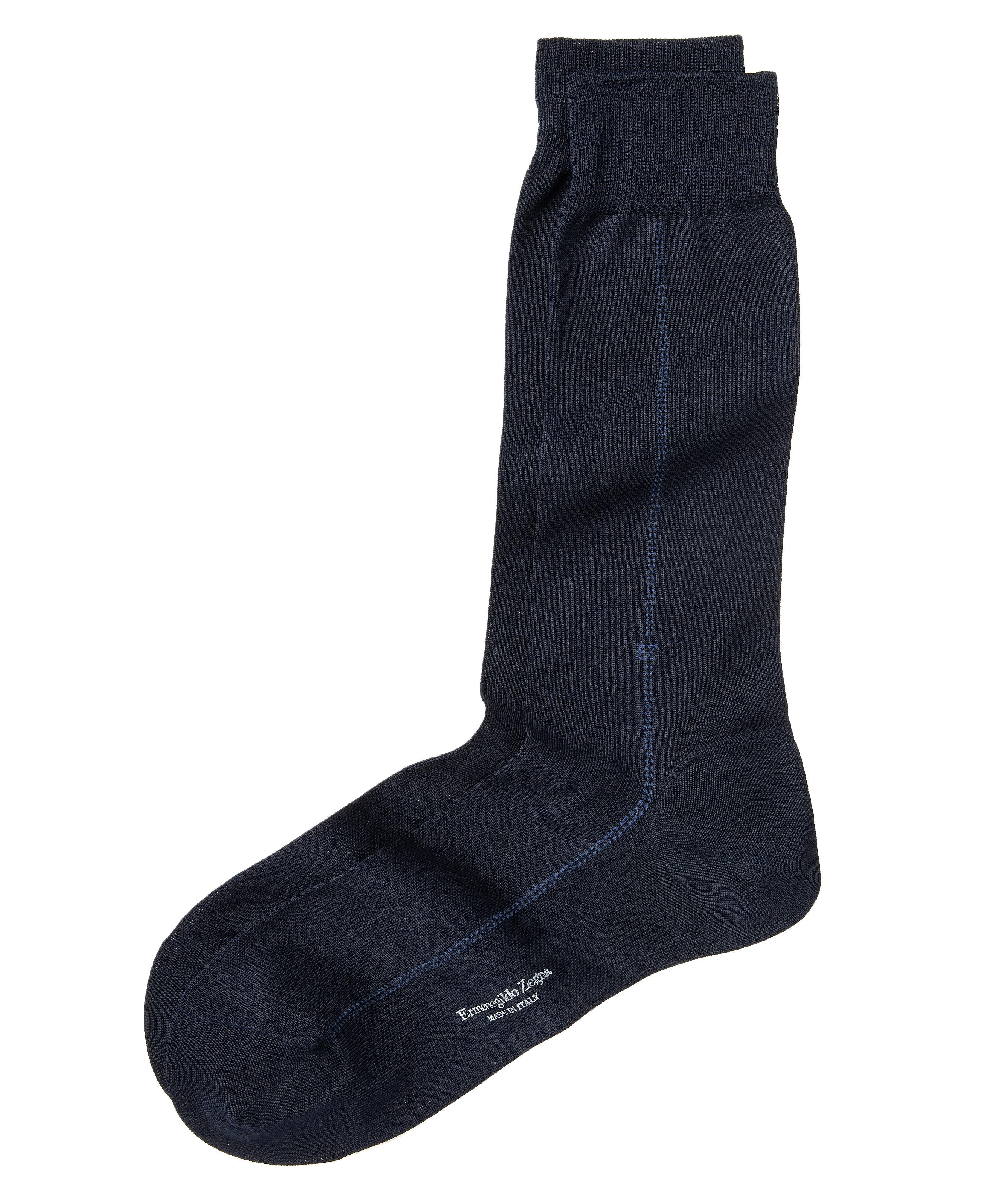 Mercerized Stretch-Cotton Mid-Calf Socks image 0