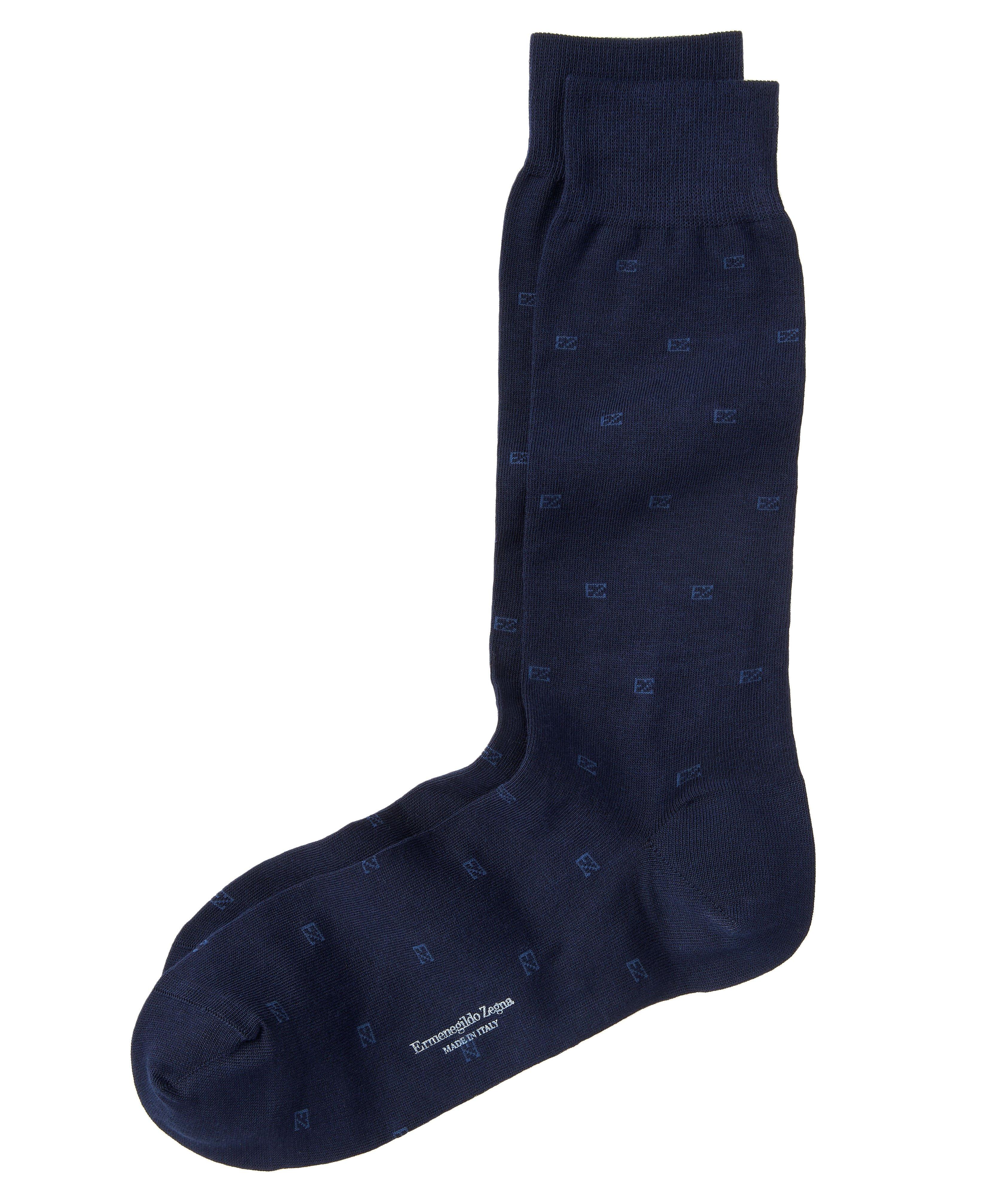 Printed Egyptian Stretch-Cotton Mid-Calf Socks image 0