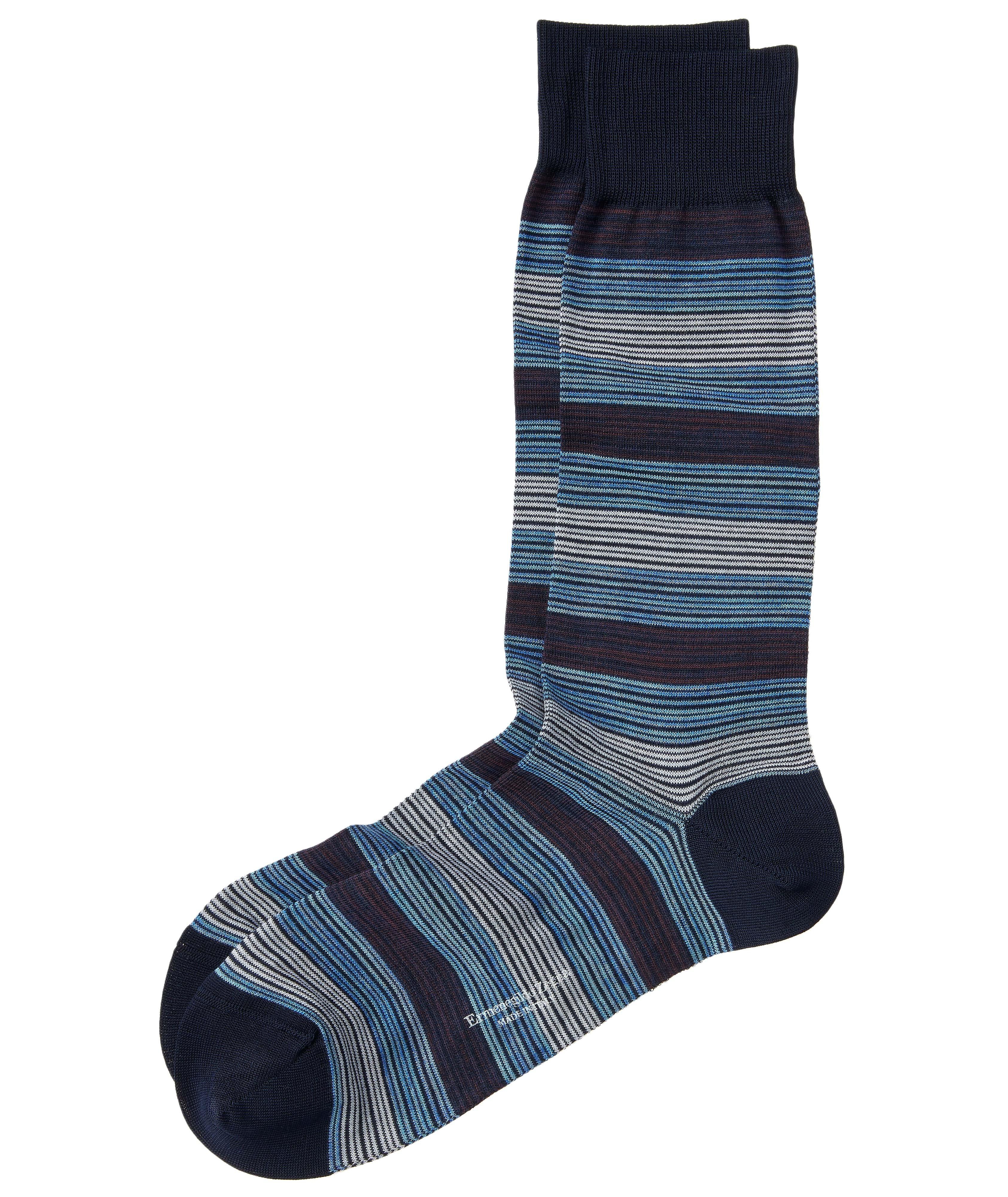 Striped Mercerized Stretch-Cotton Mid-Calf Socks image 0