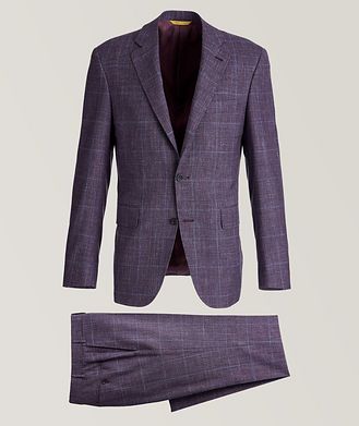 Canali Kei Checked Wool, Silk, and Linen Suit