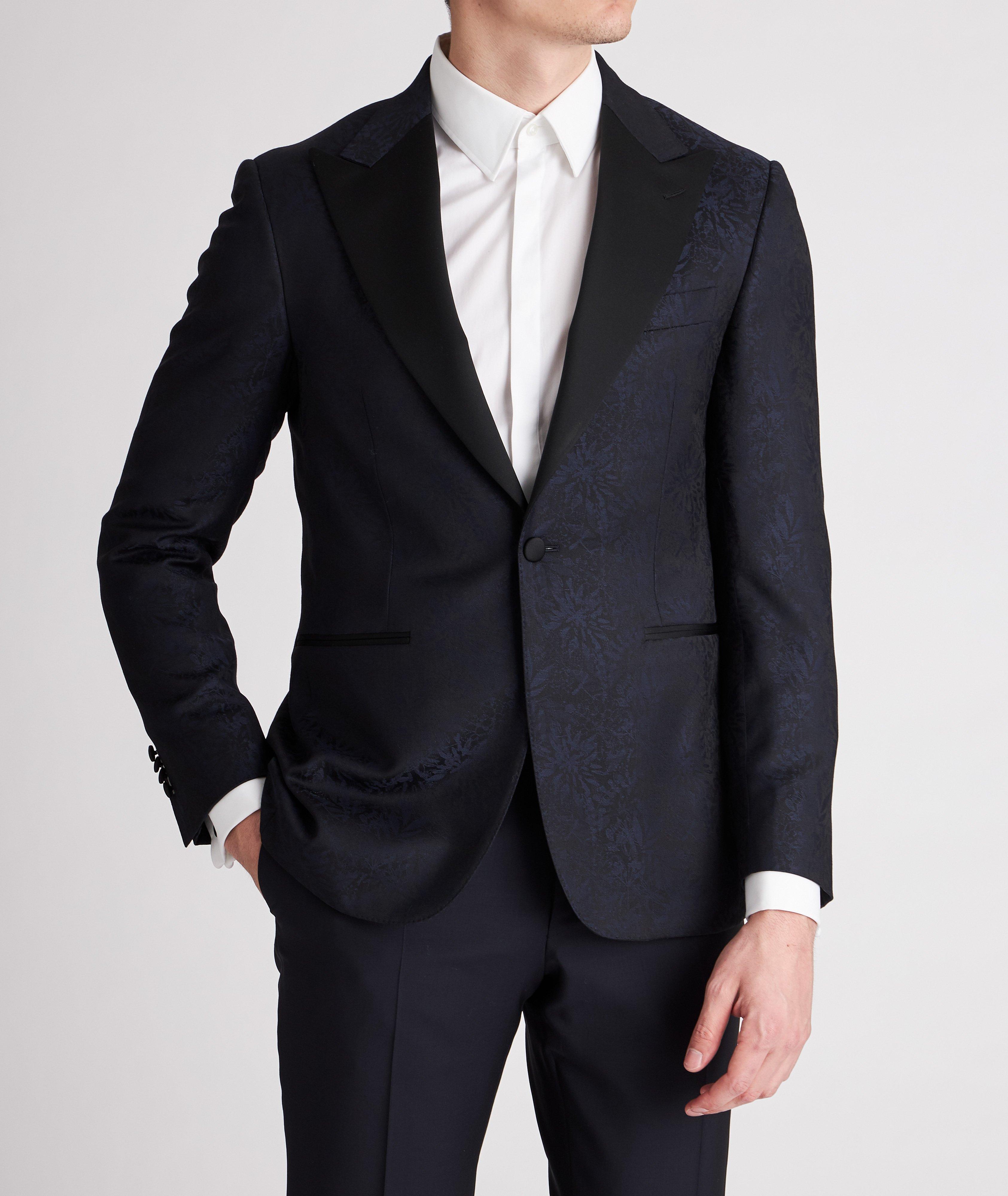 Veston de soirée en laine à motif floral et à revers à pointe image 1