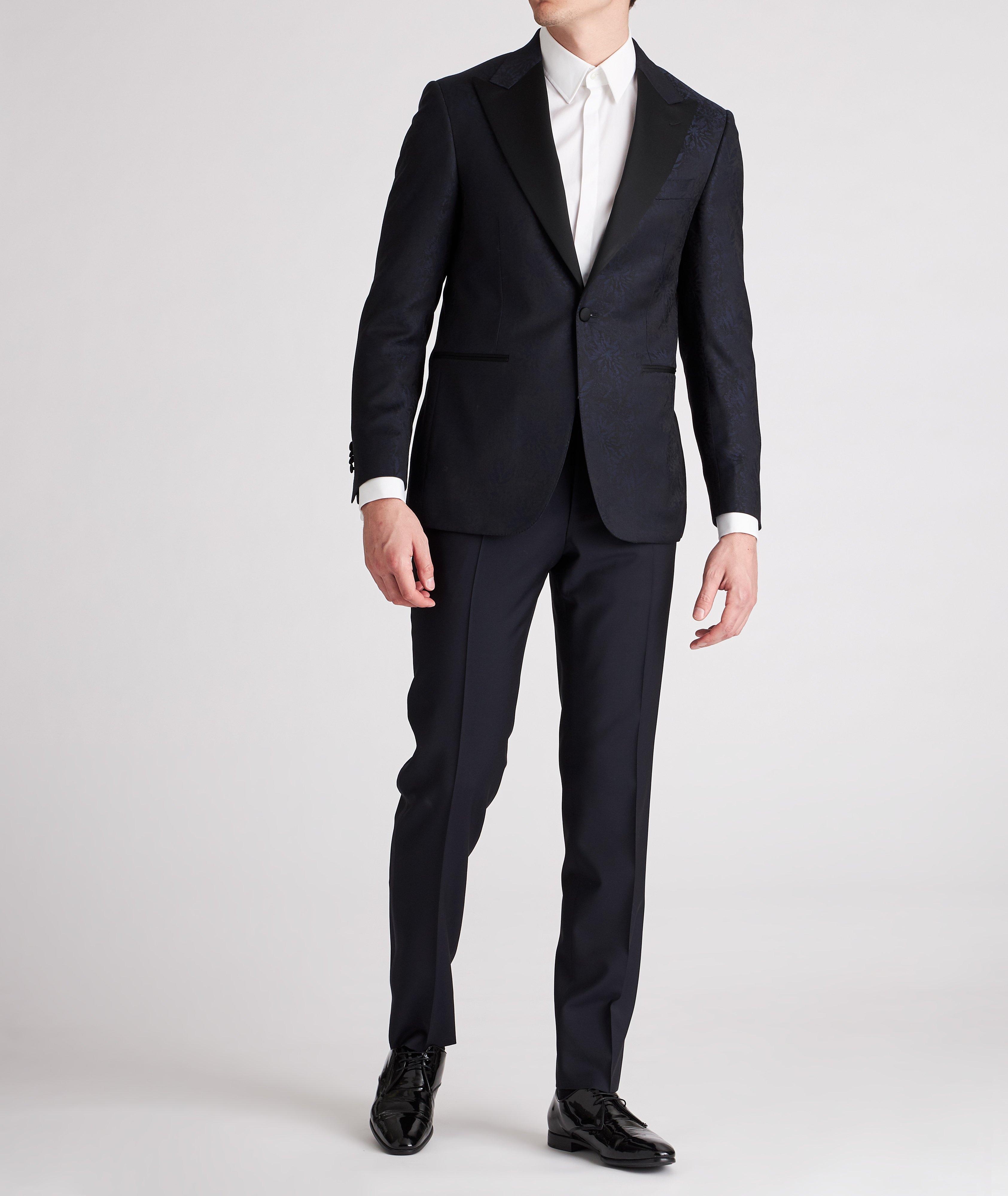 Veston de soirée en laine à motif floral et à revers à pointe image 4