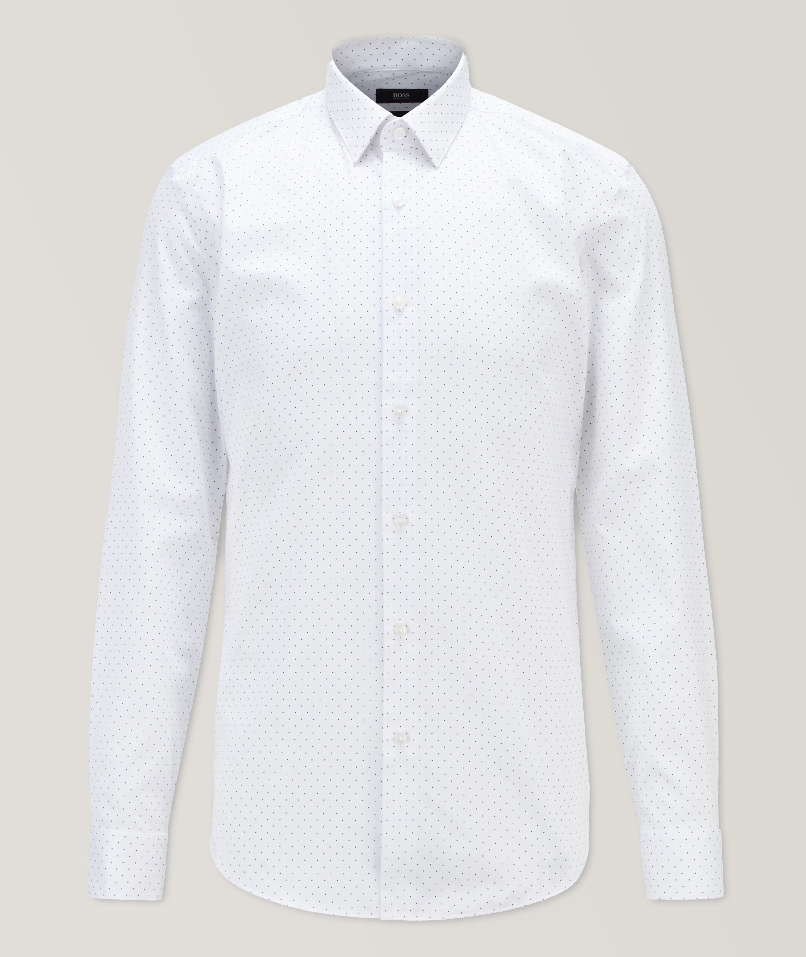Chemise habillée en coton à motif pointillé de coupe amincie image 0