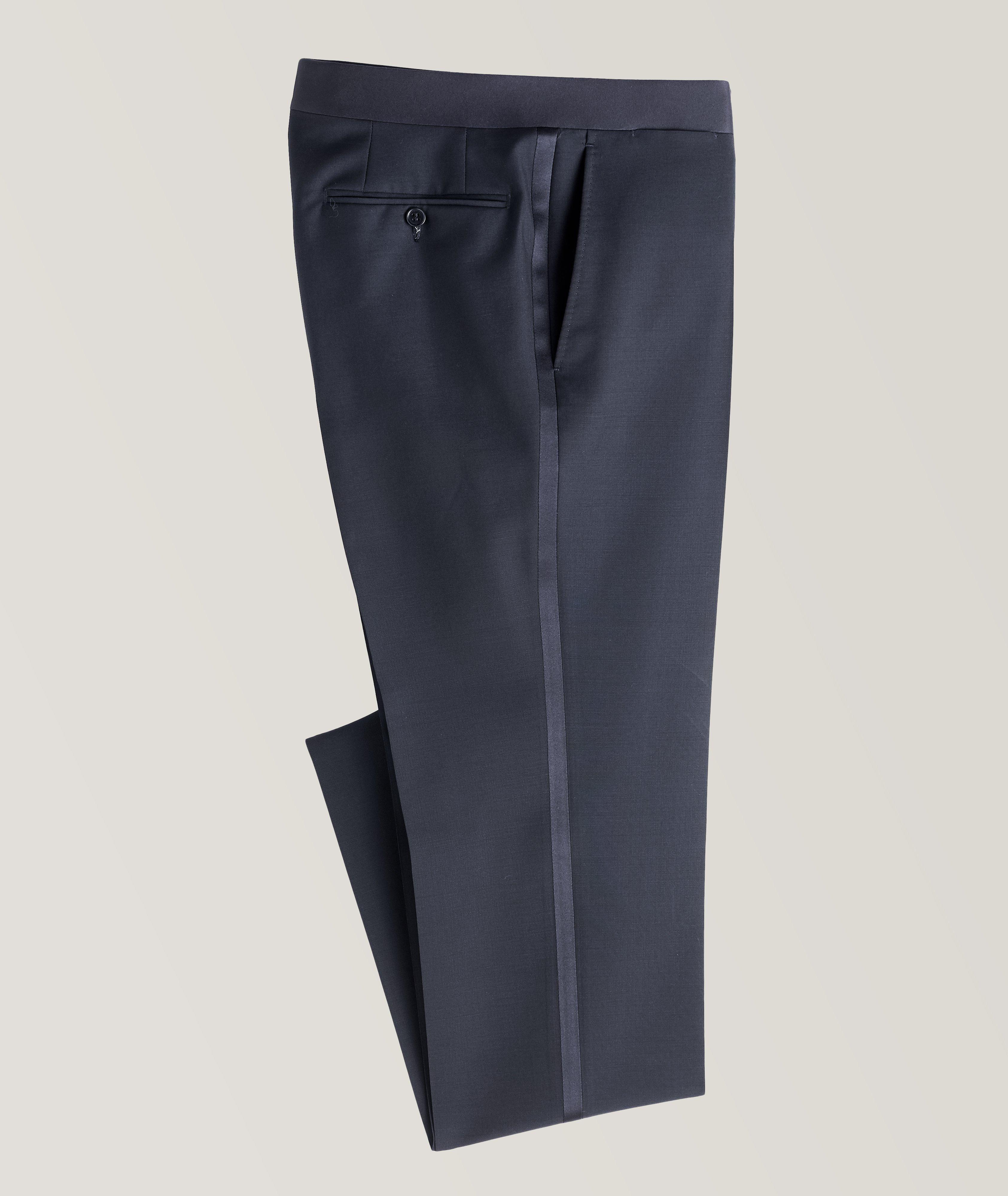 Black tuxedo trousers with satin details