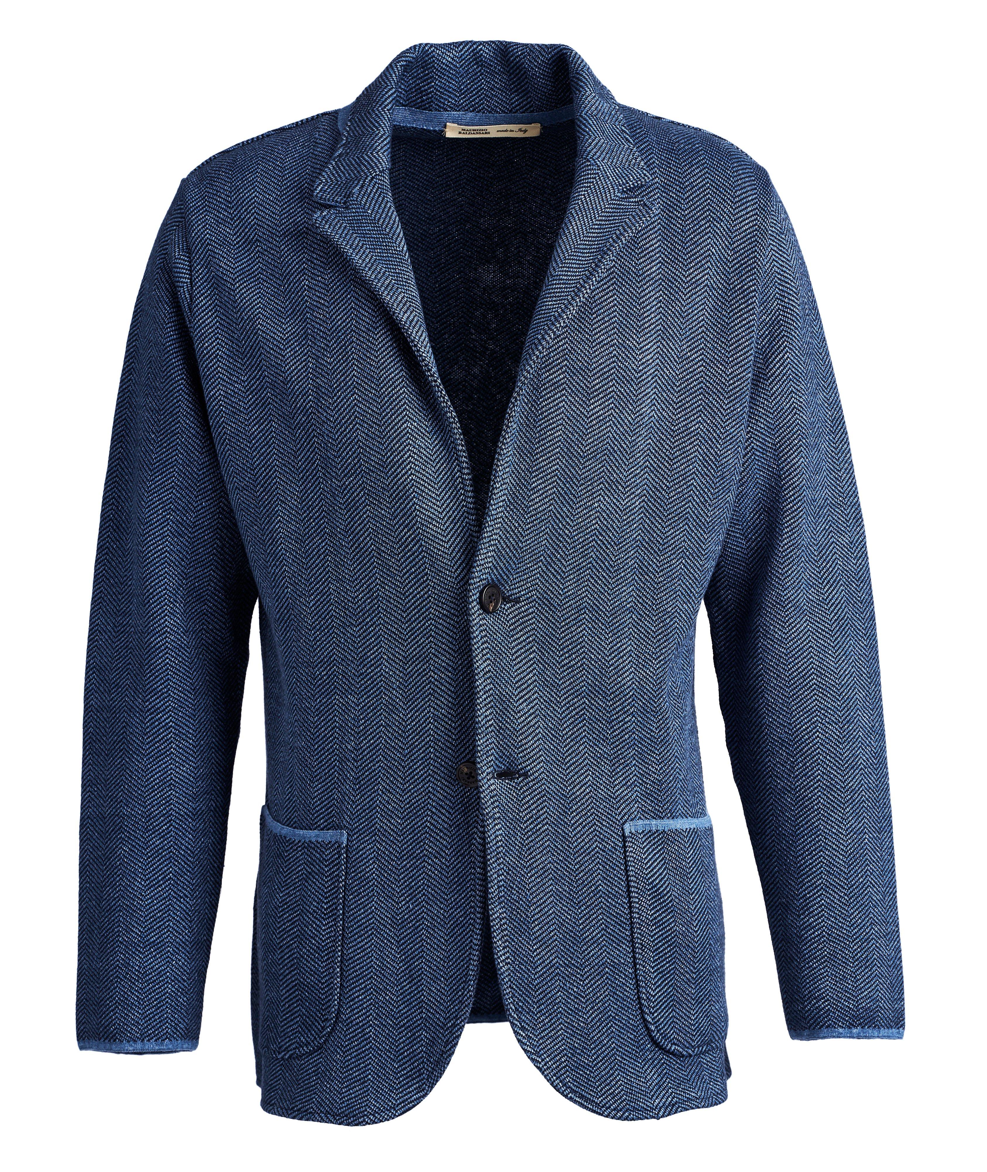 Linen Cotton Herringbone Sweater Jacket image 0