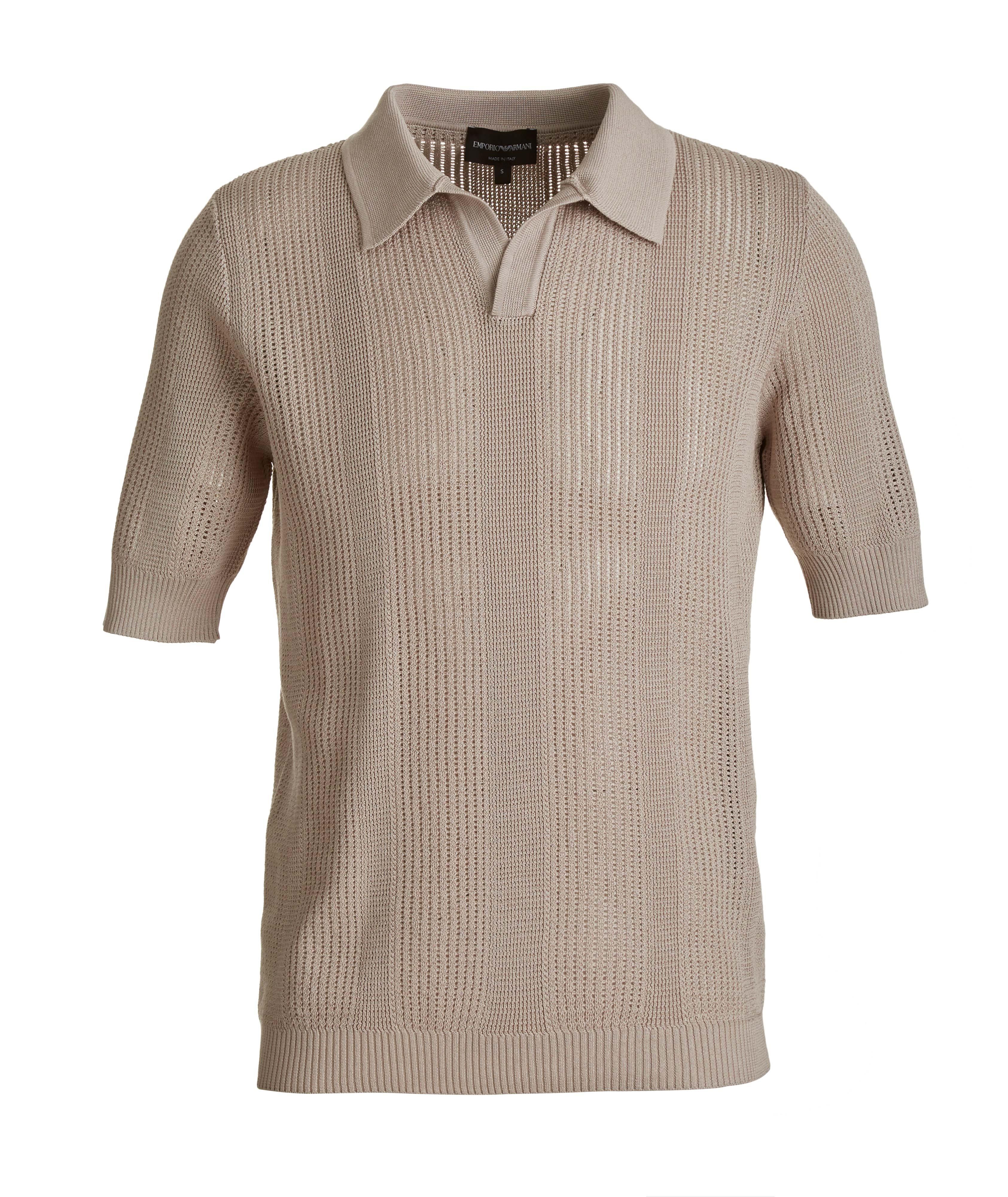 Emporio Armani Slim-Fit Openwork-Knit Cotton Polo