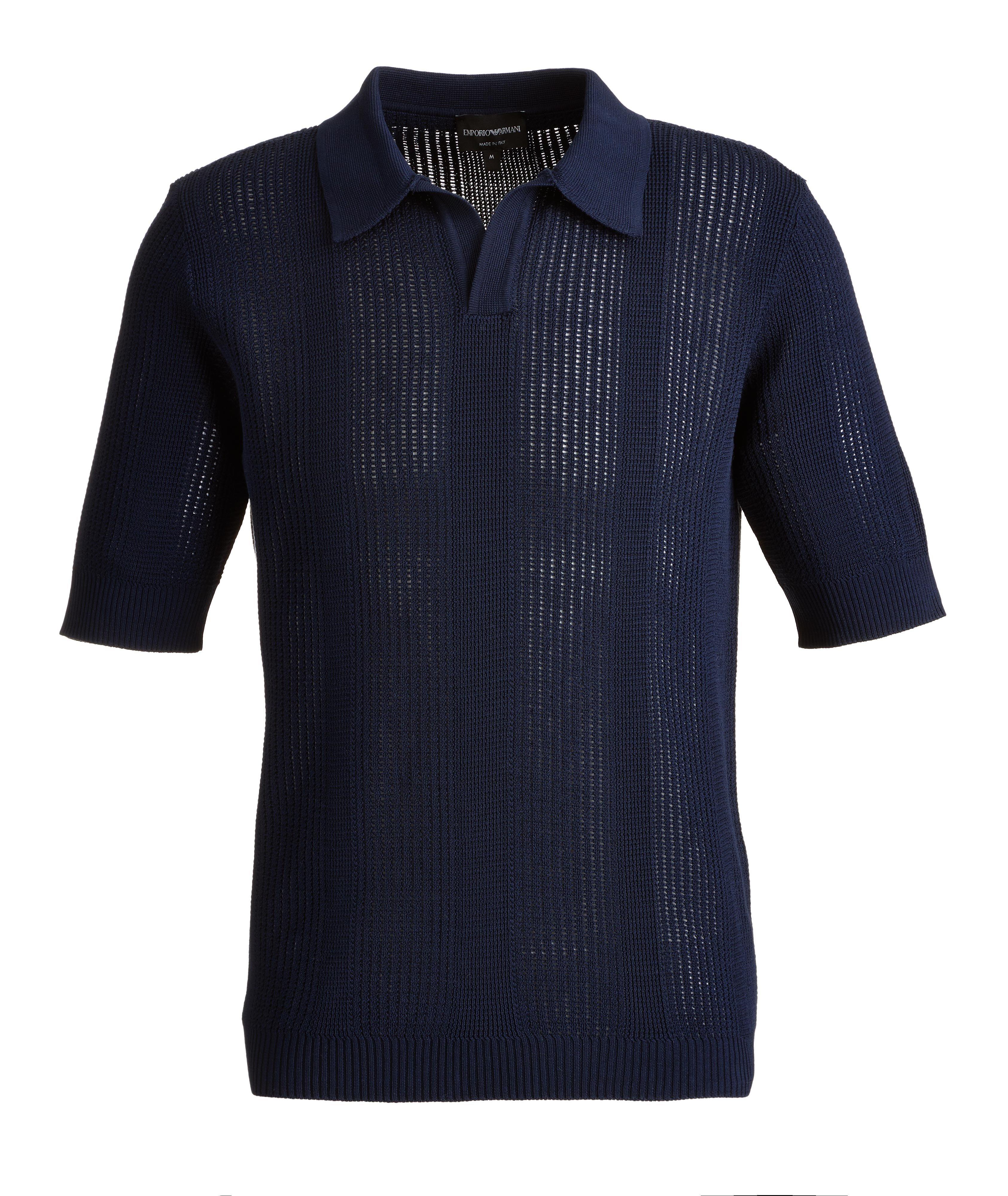 Slim-Fit Openwork-Knit Cotton Polo image 0