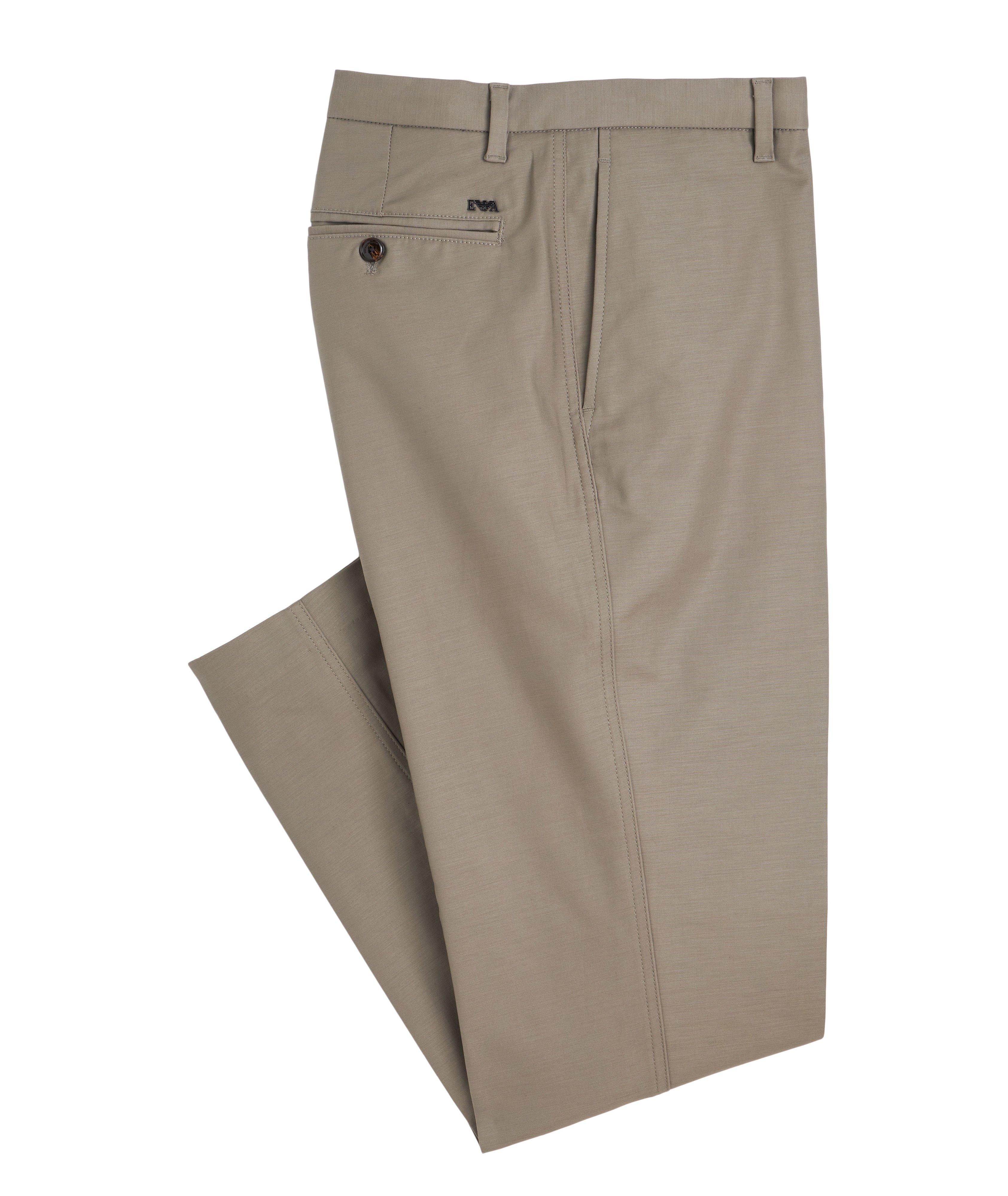 Pantalon habillé en coton extensible de coupe amincie image 0