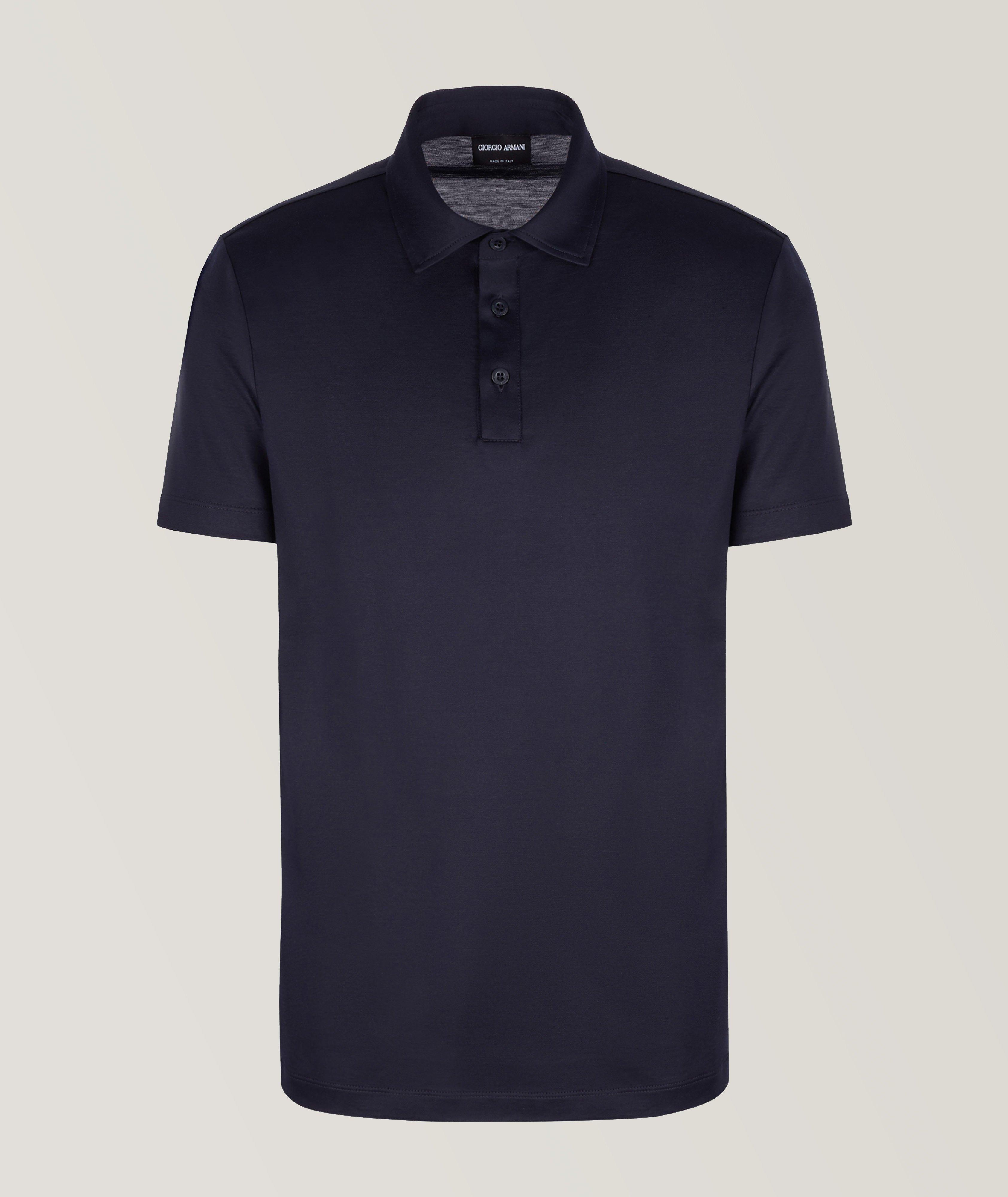 Giorgio Armani Slim Fit Silk Cotton Jersey Polo Polos Harry Rosen