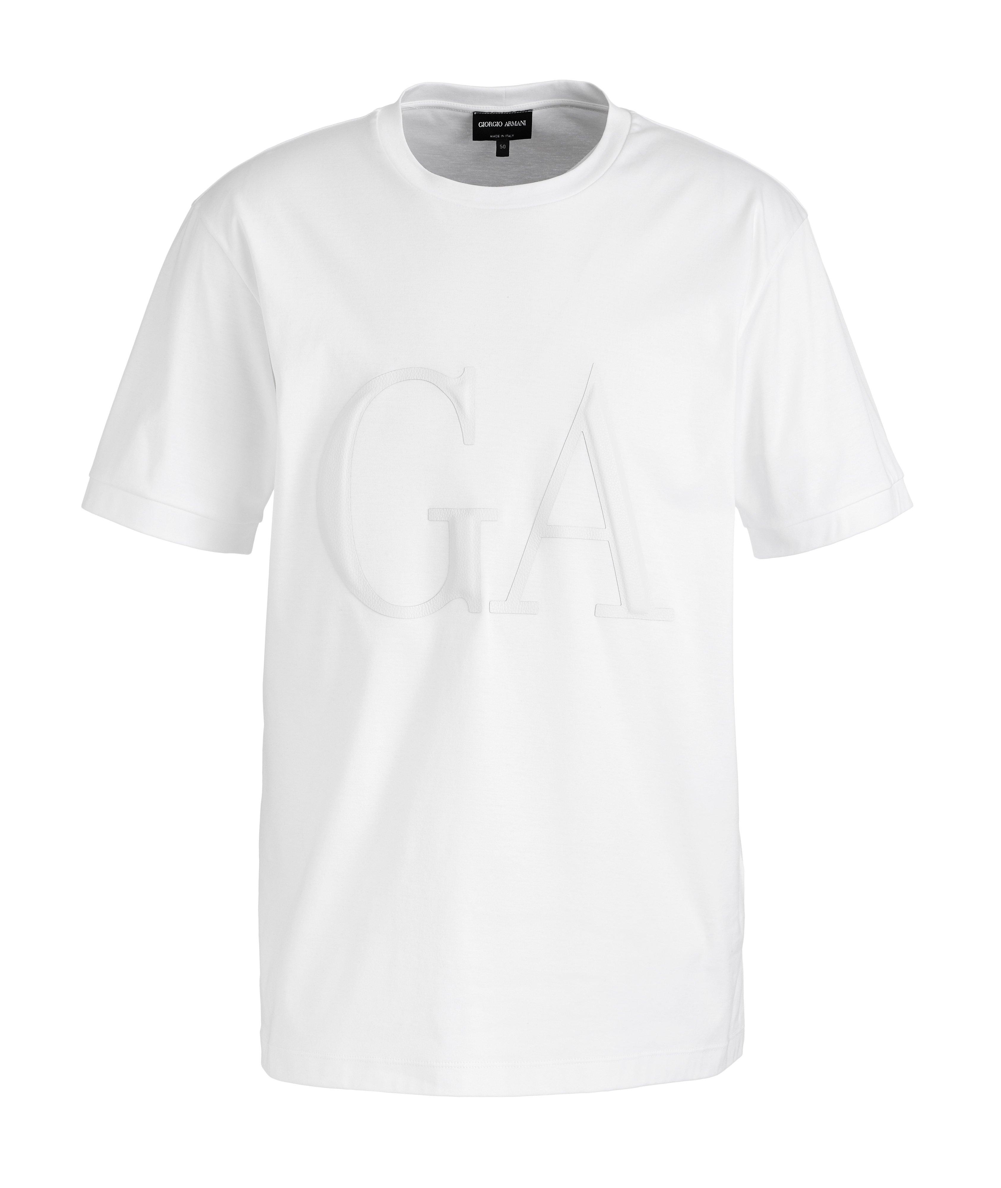 T-shirt en coton avec logo en cuir image 0