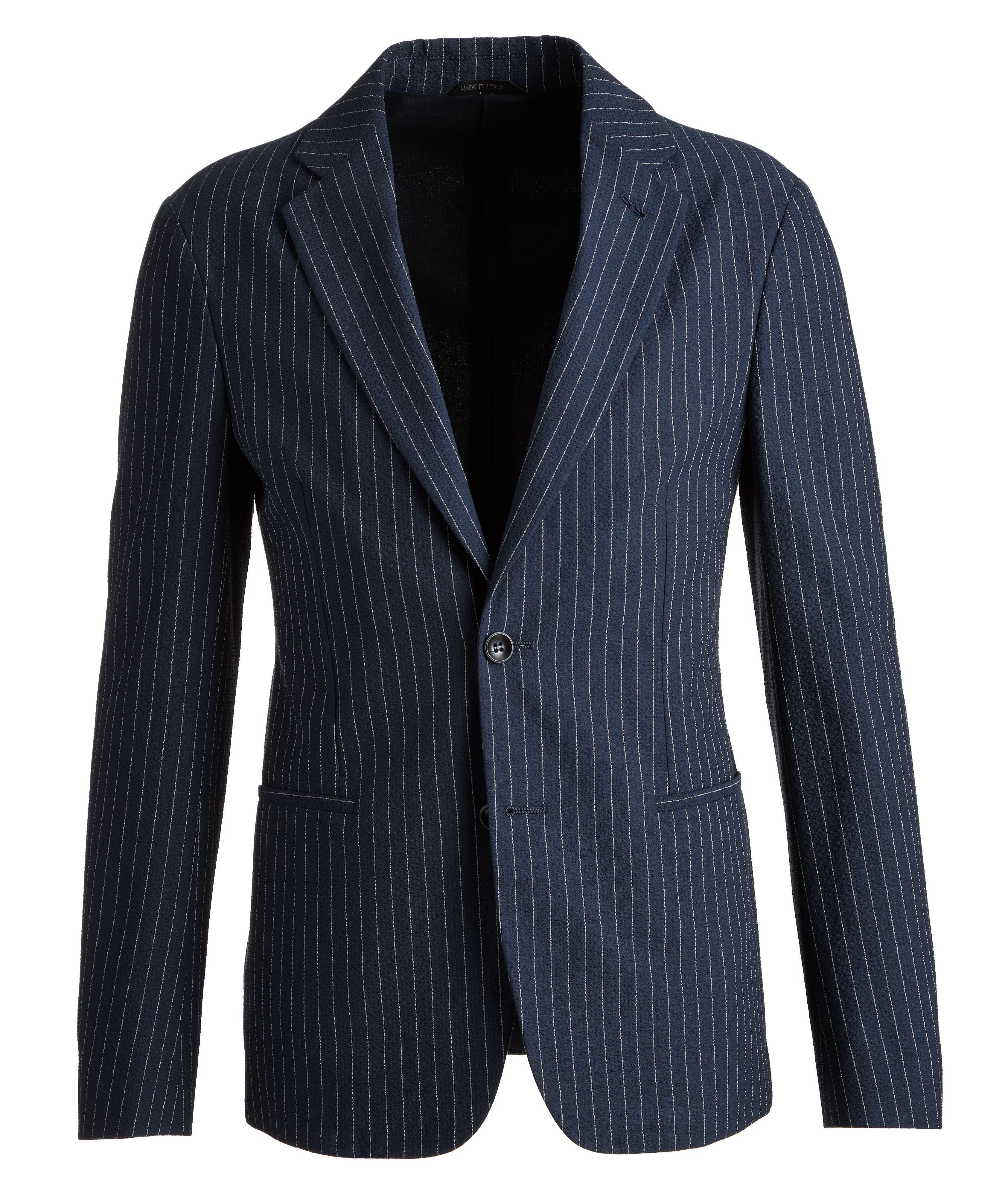 Slim-Fit Pinstriped Seersucker Sports Jacket image 0