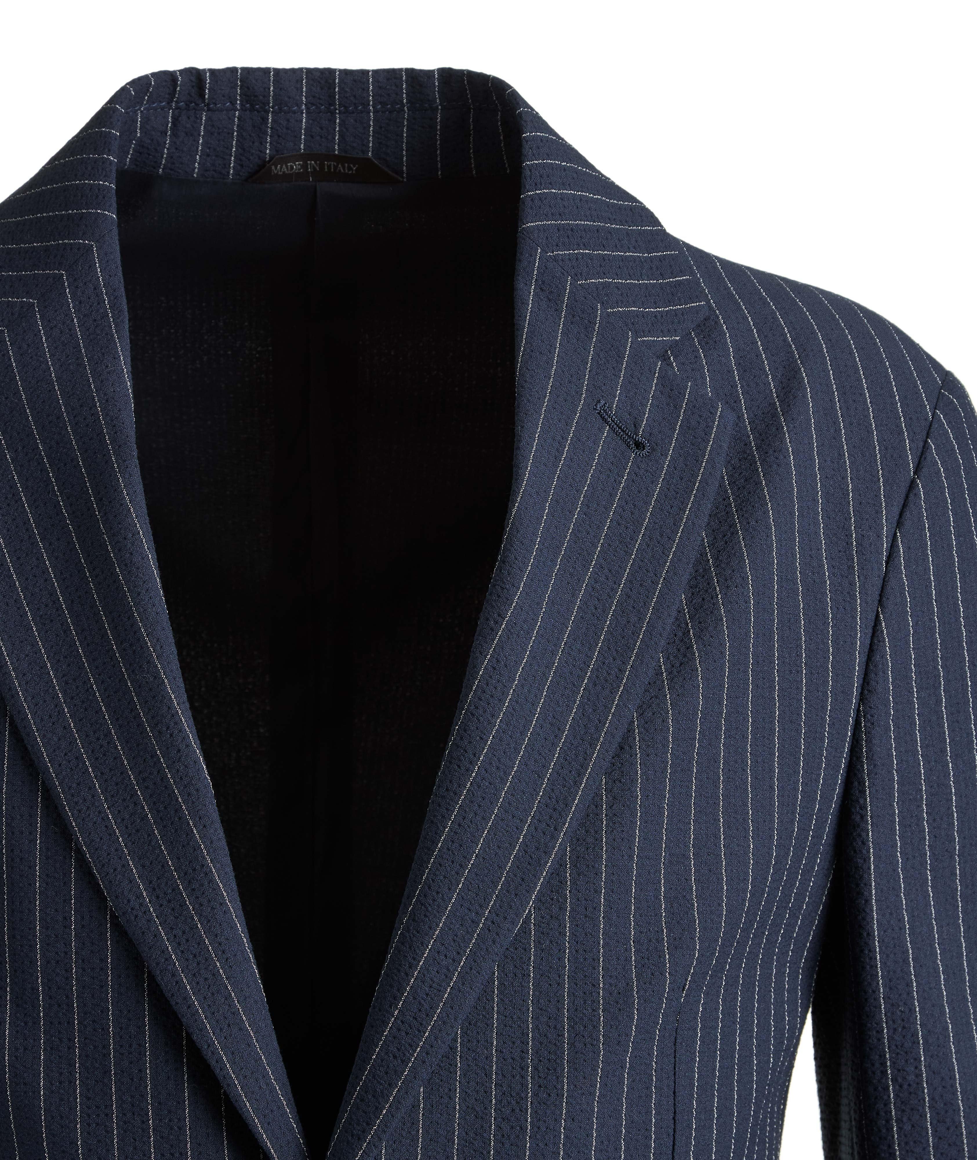 Slim-Fit Pinstriped Seersucker Sports Jacket image 2