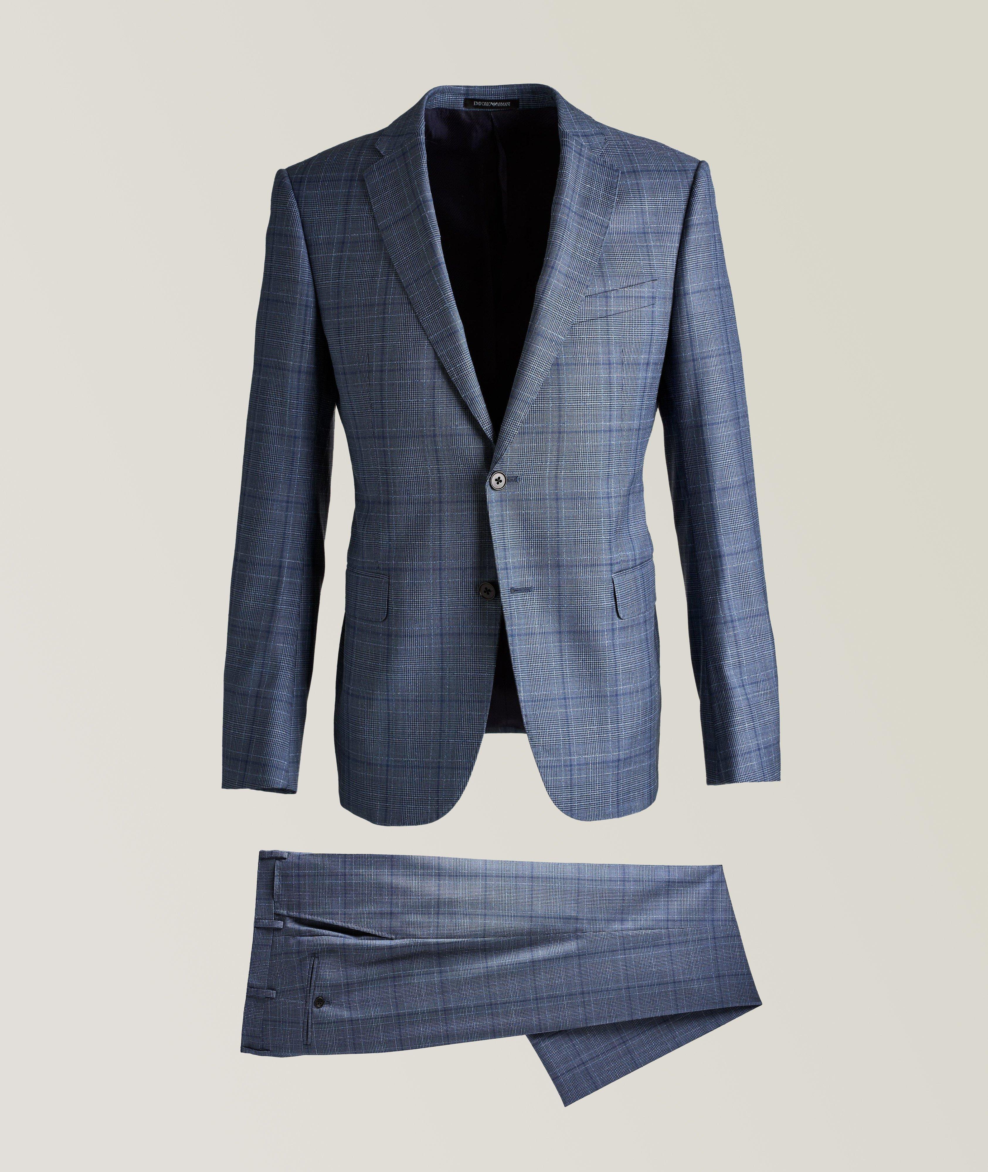 M-Line Contemporary Fit Checked Wool Suit image 0