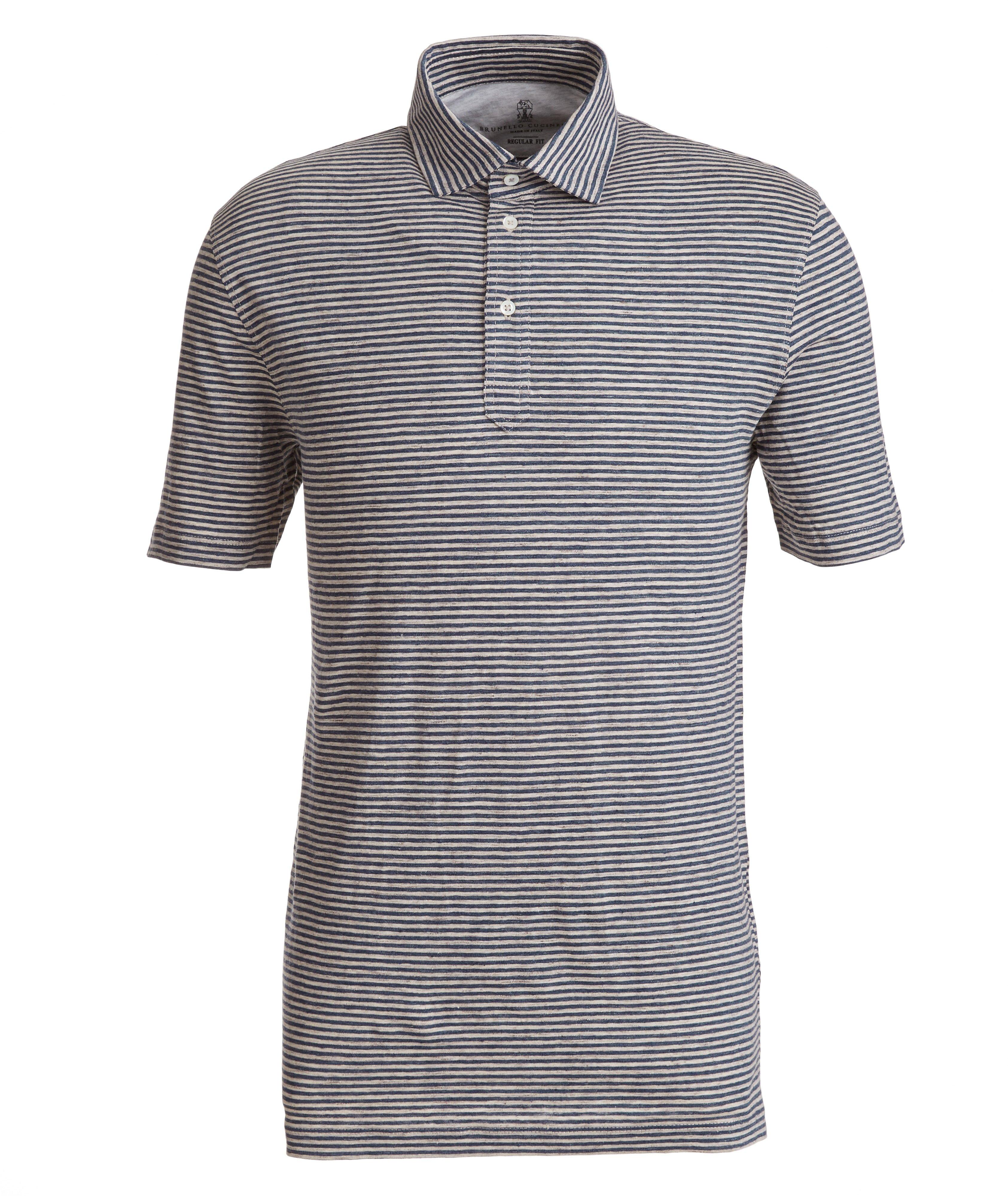 Striped Stretch-Linen Polo image 0
