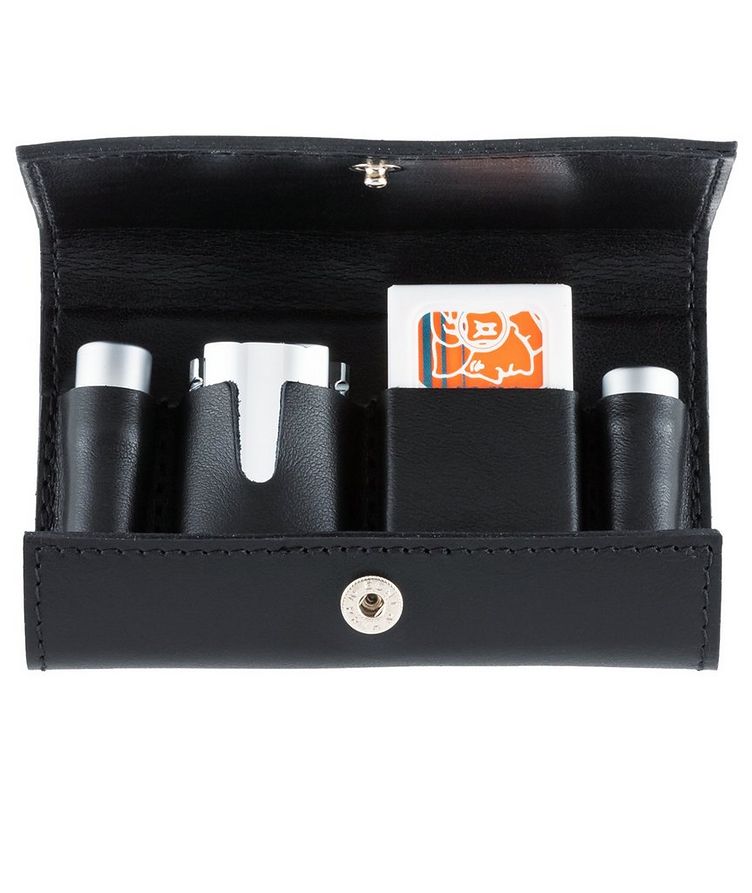 3-Piece Travel Double Edge Safety Razor With Blades In Black Leather Case image 2