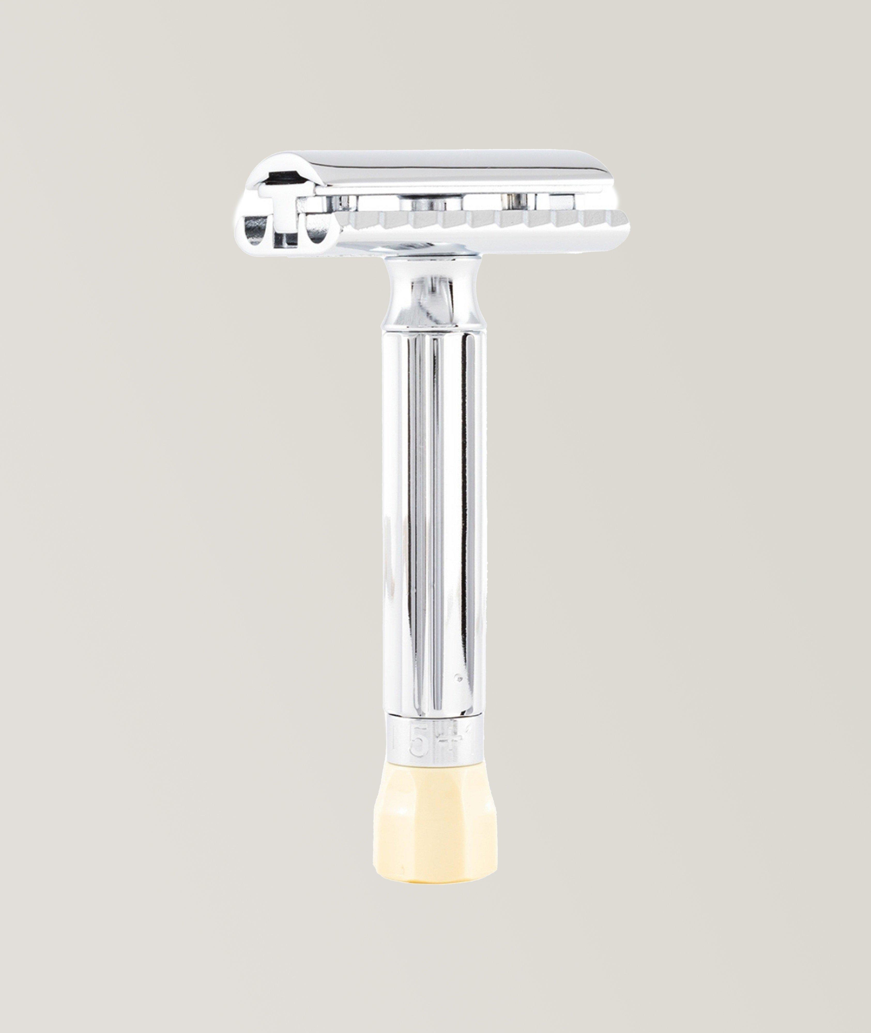 Progress Adjustable Double Edge Safety Razor, Short Handle, Chrome image 0