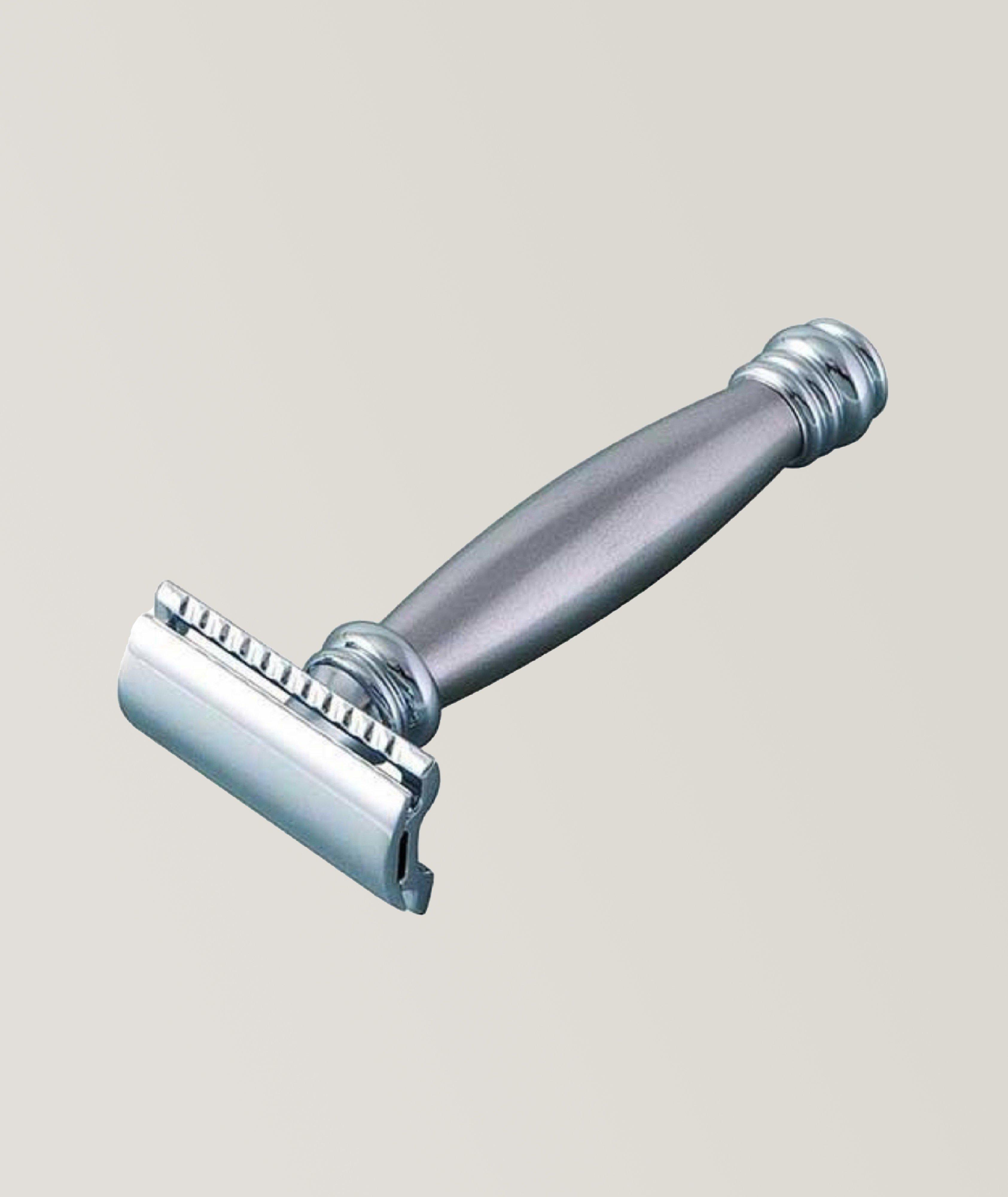Rasoir de sureté à double tranchant et à manche allongé en acier inoxydable image 0