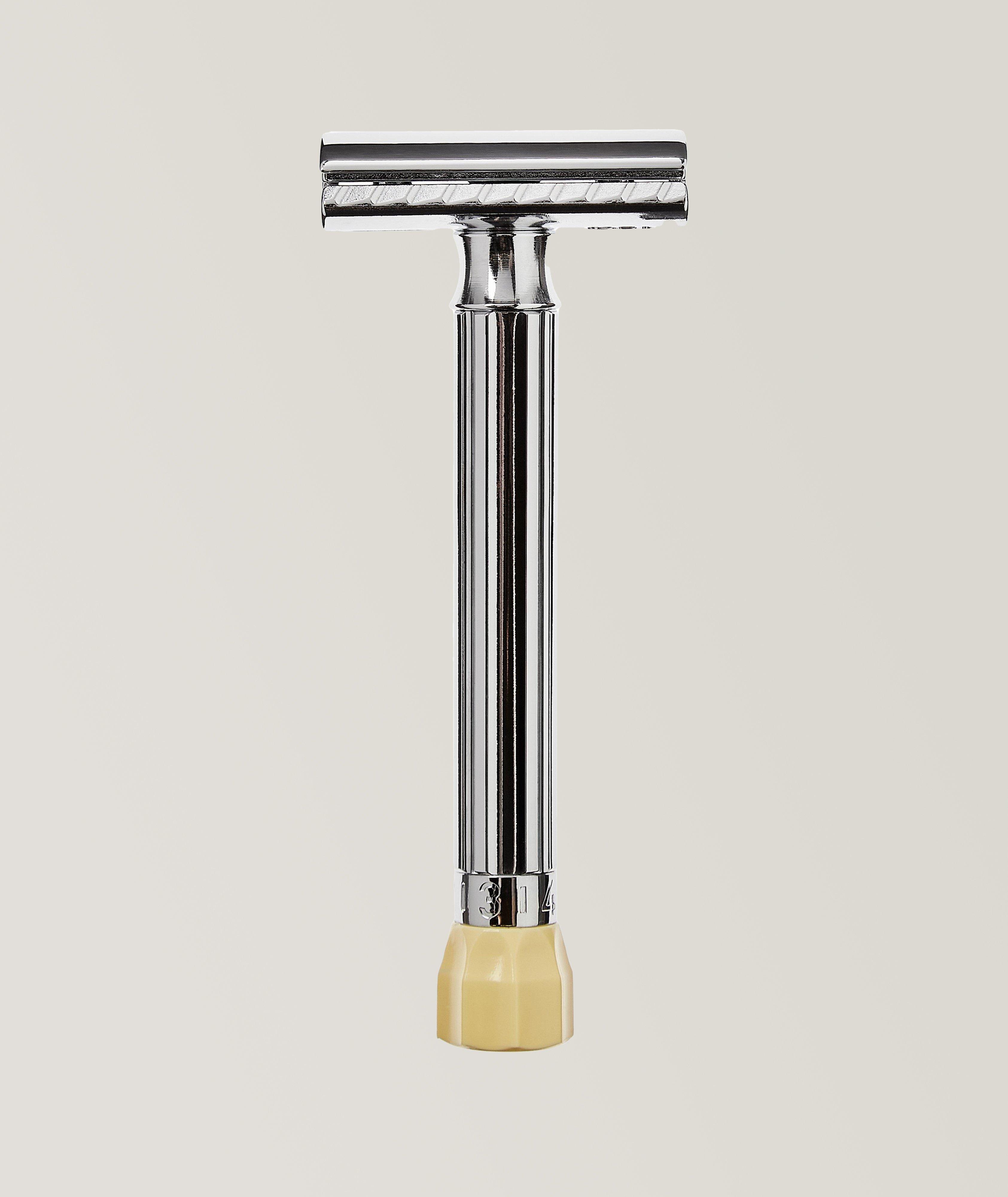 Progress Adjustable Double Edge Safety Razor, Long Handle, Chrome image 0