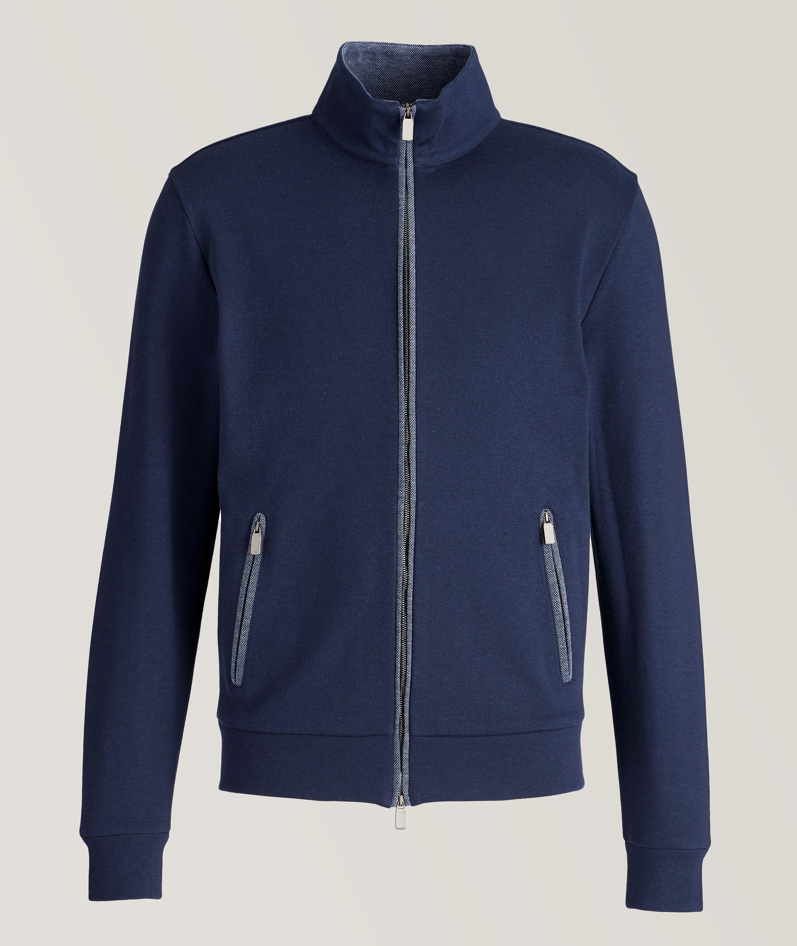 Cotton-Blend Zip-Up Sweater image 0