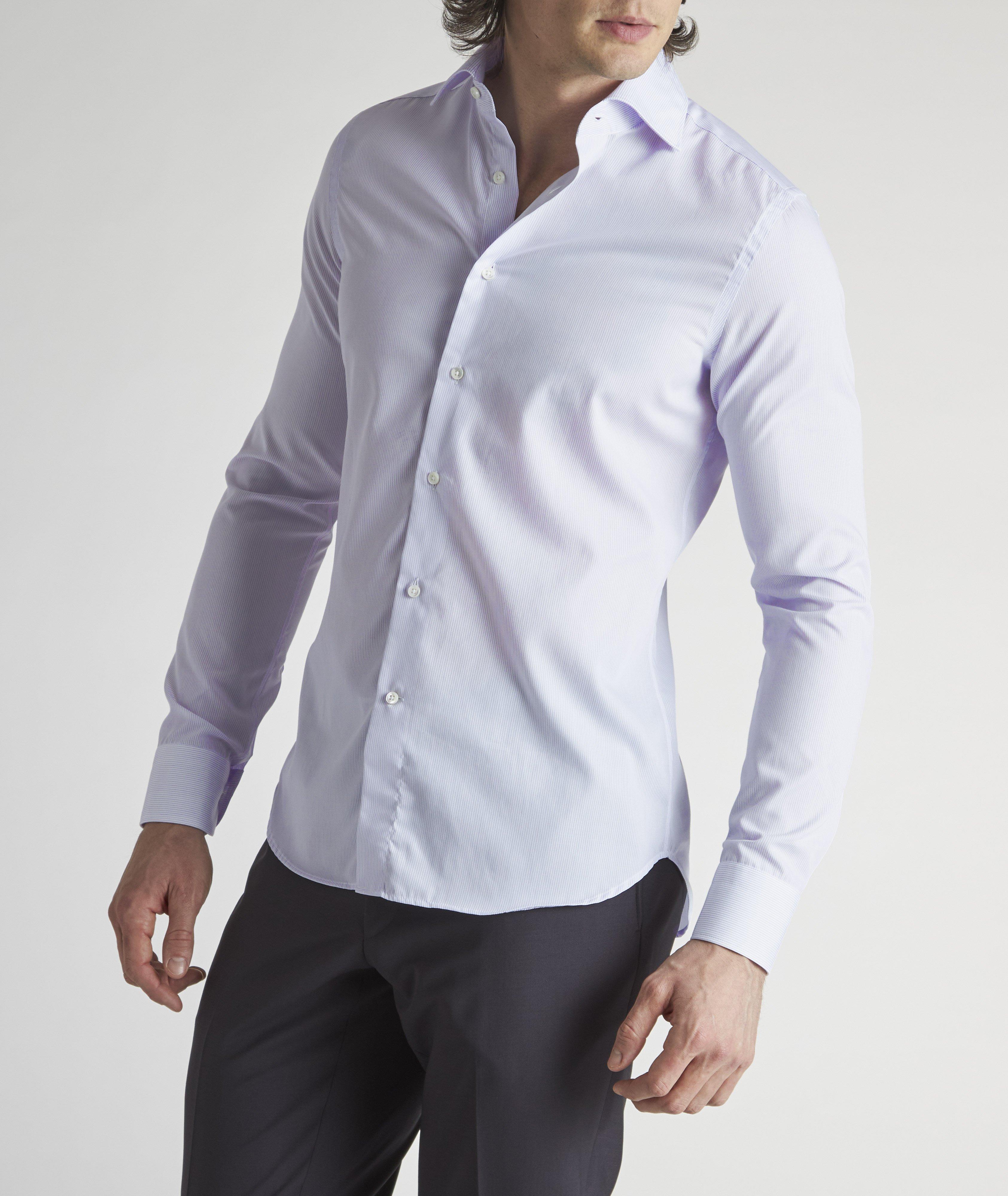 Slim Fit Impeccabile Striped Cotton Dress Shirt image 1