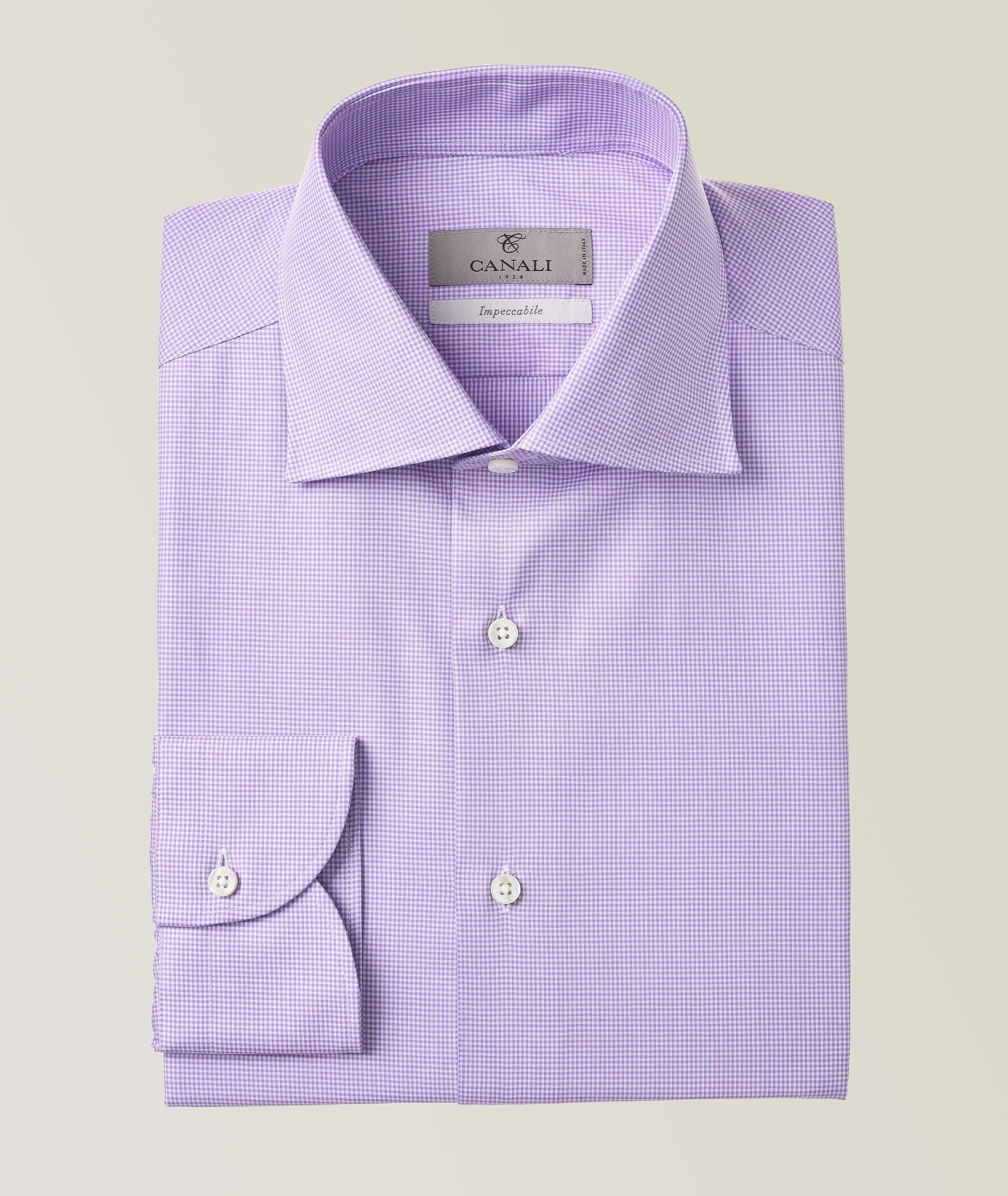 Chemise habillée en tissu Impeccabile à motif quadrillé de coupe amincie image 0