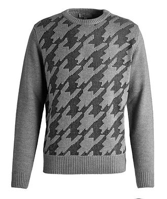 Canali Houndstooth Wool-Cotton Blend Sweater