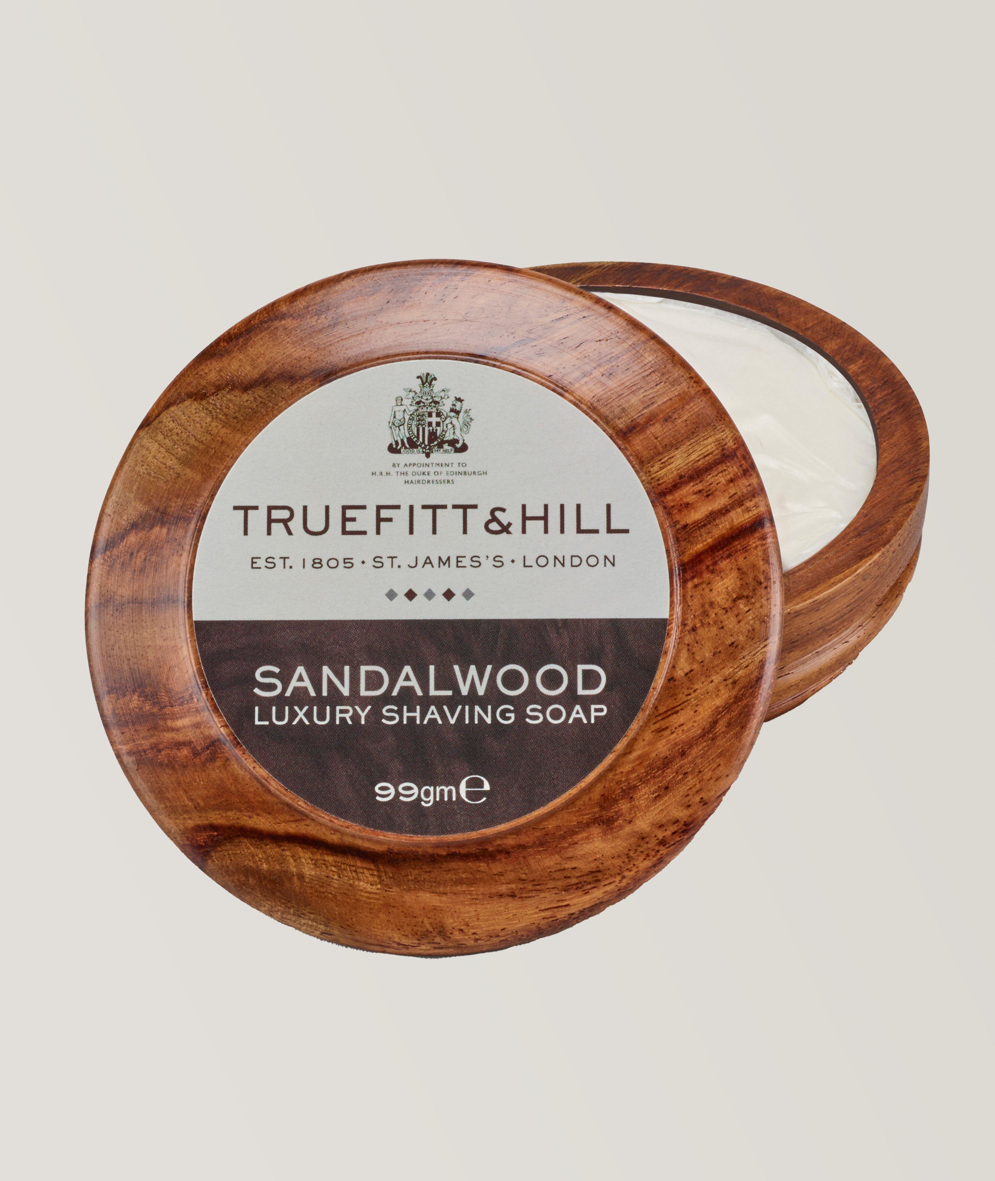 Sandalwood Lux Shaving Soap in Wooden Bowl image 0