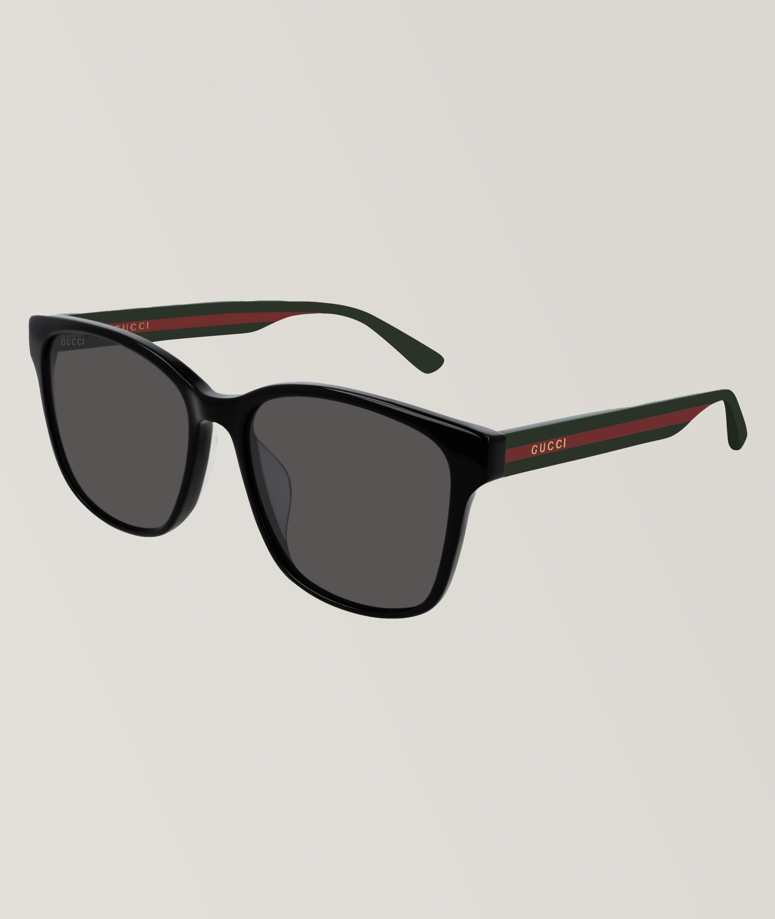 GUCCI Men S Square Acetate Sunglasses With Signature Web Black