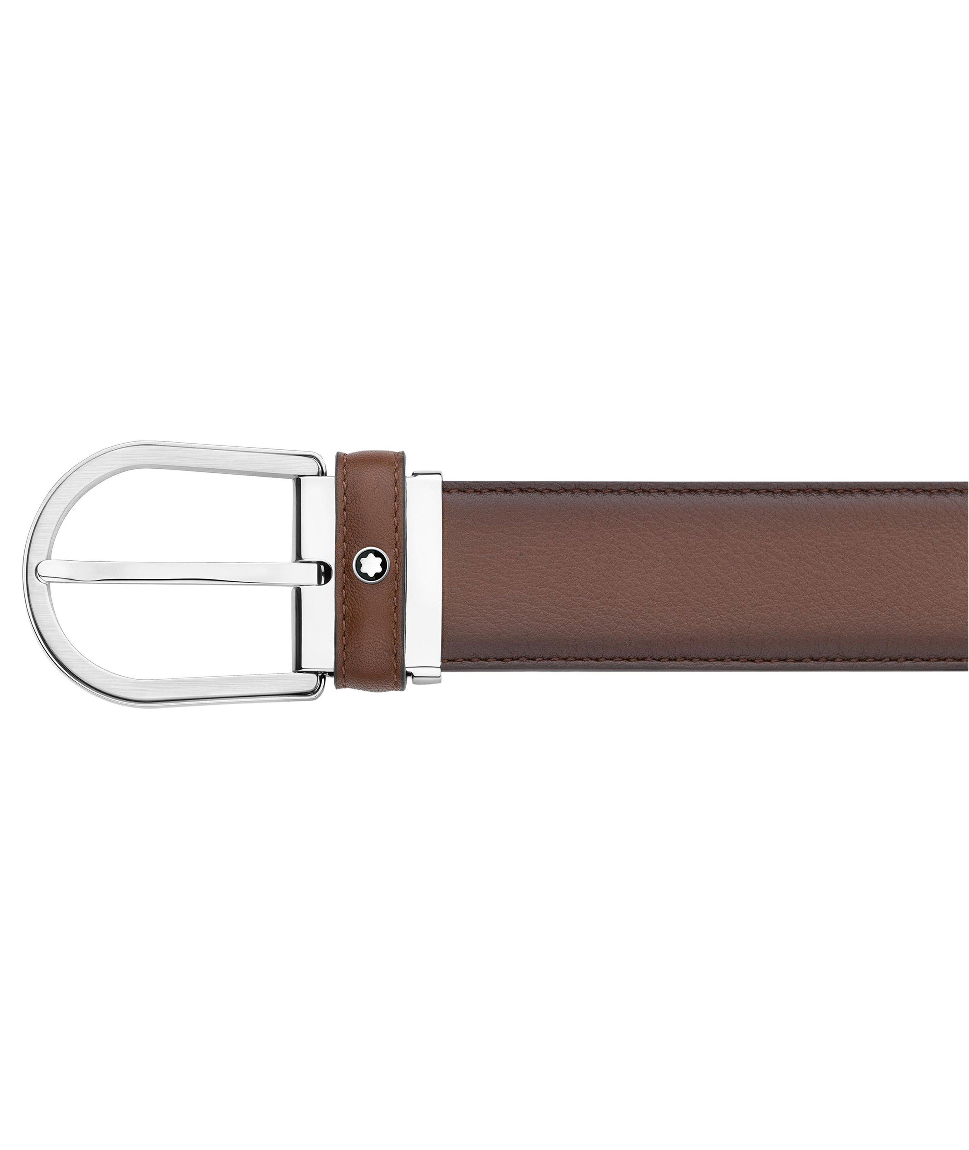 Horseshoe buckle black/brown 30 mm reversible leather belt - Luxury Belts