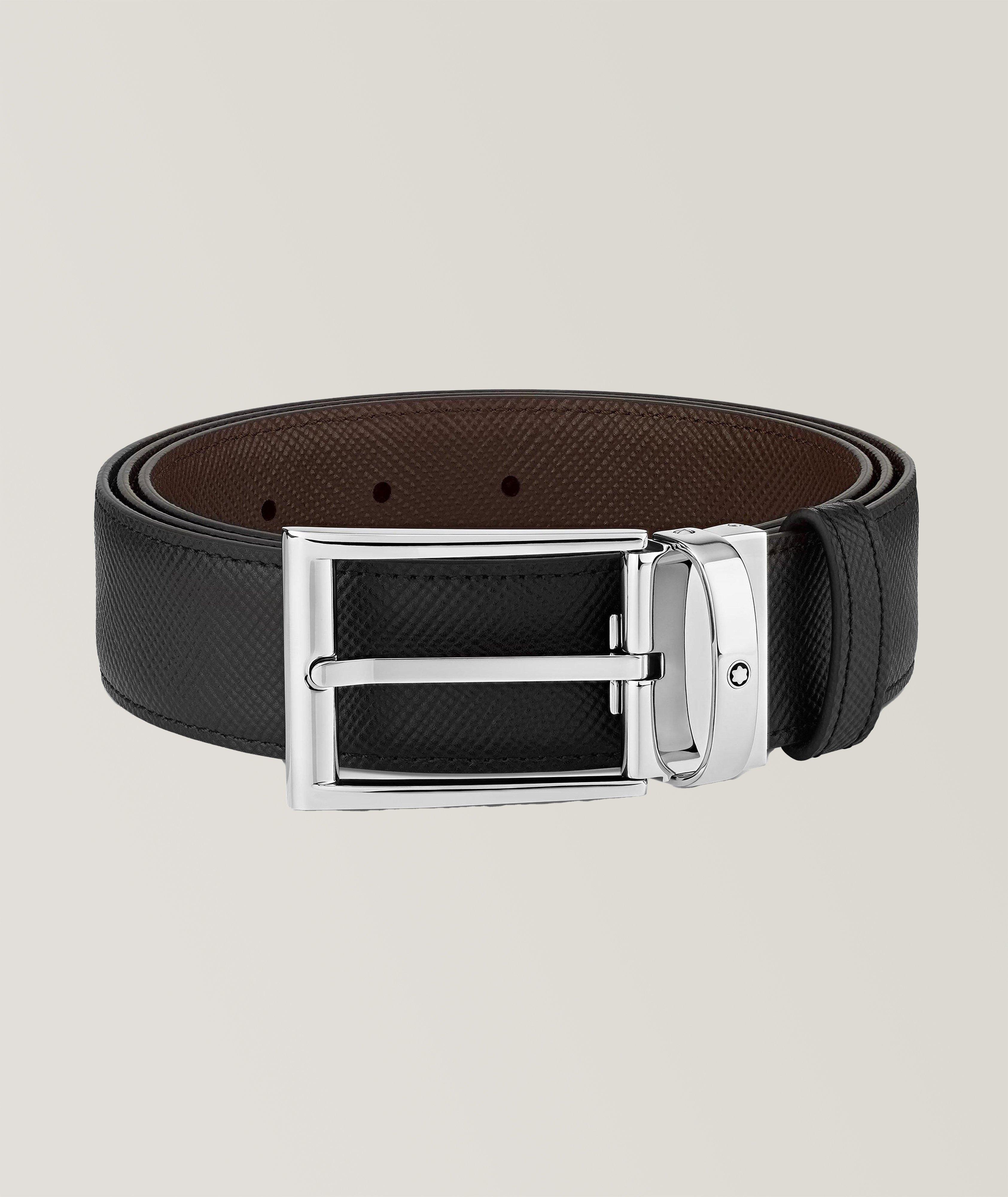 Horseshoe buckle black/brown 30 mm reversible leather belt - Luxury Belts