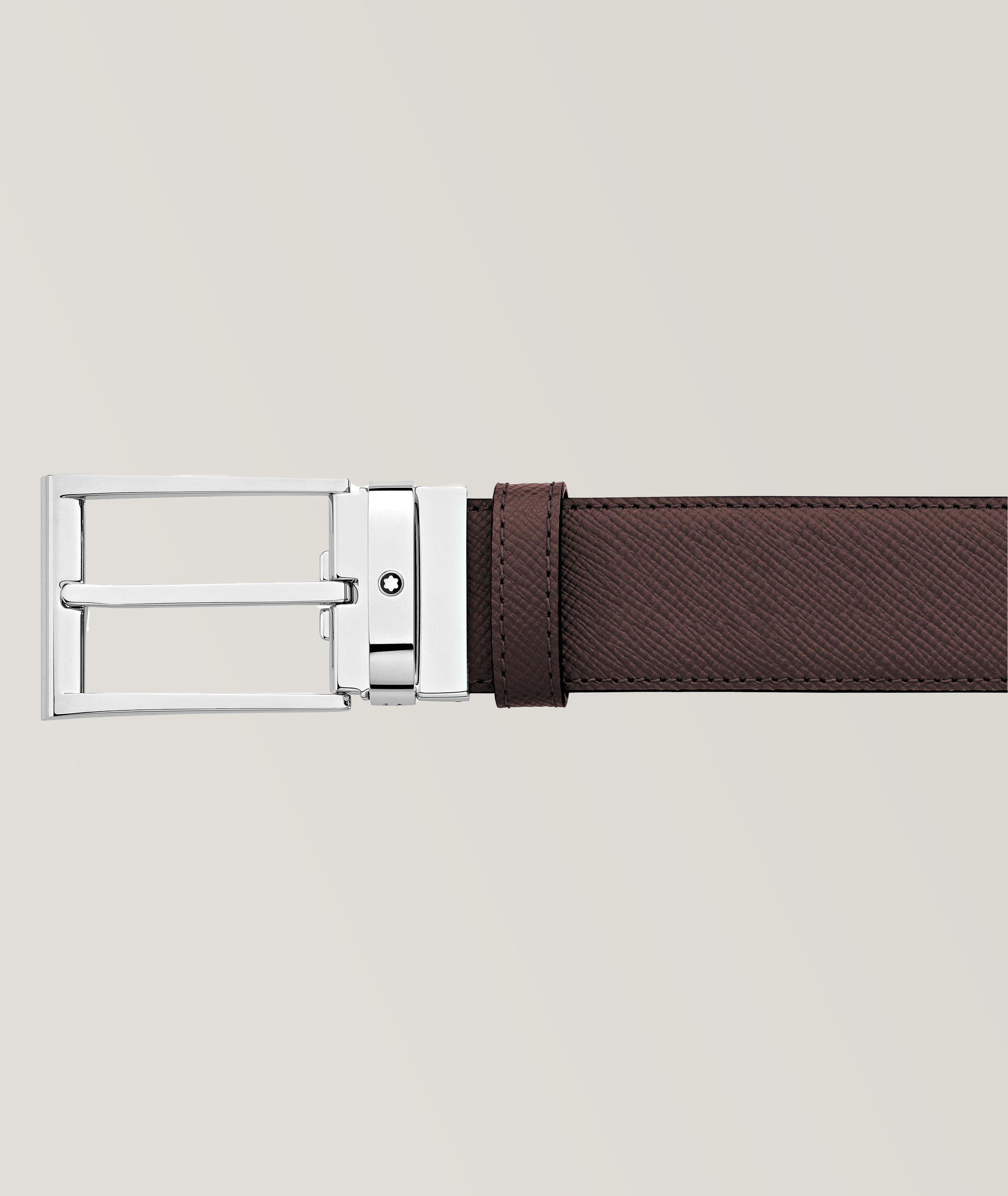 Horseshoe buckle black/brown 30 mm reversible leather belt - Luxury Belts