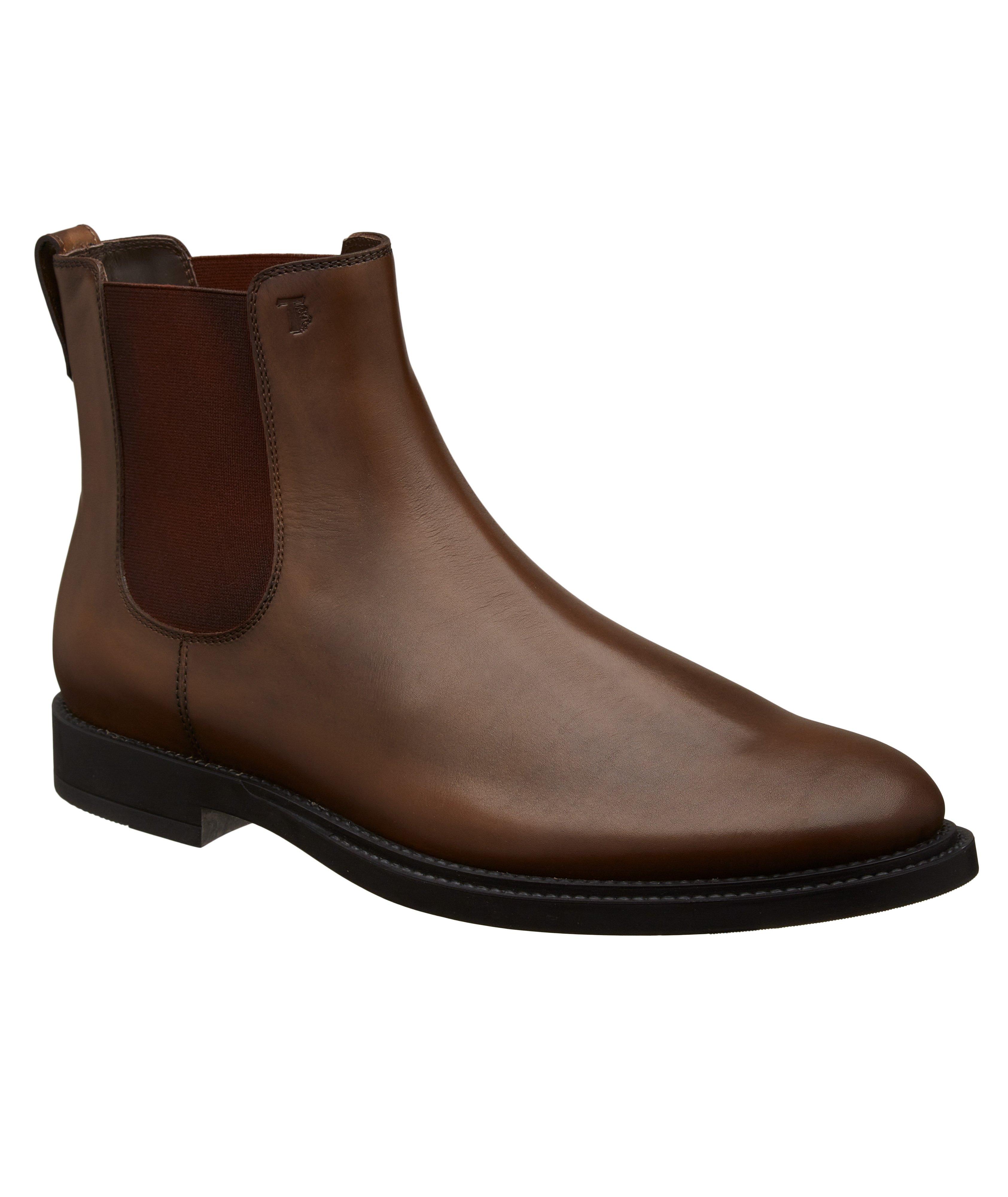 Botte sans lacet en cuir brossé image 0