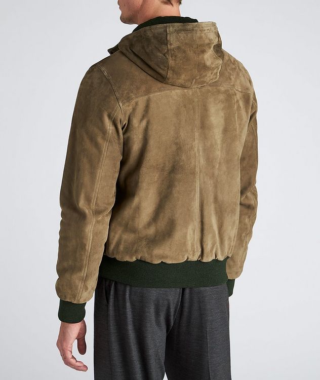 Hooded Suede & Cashmere Bomber Jacket picture 3