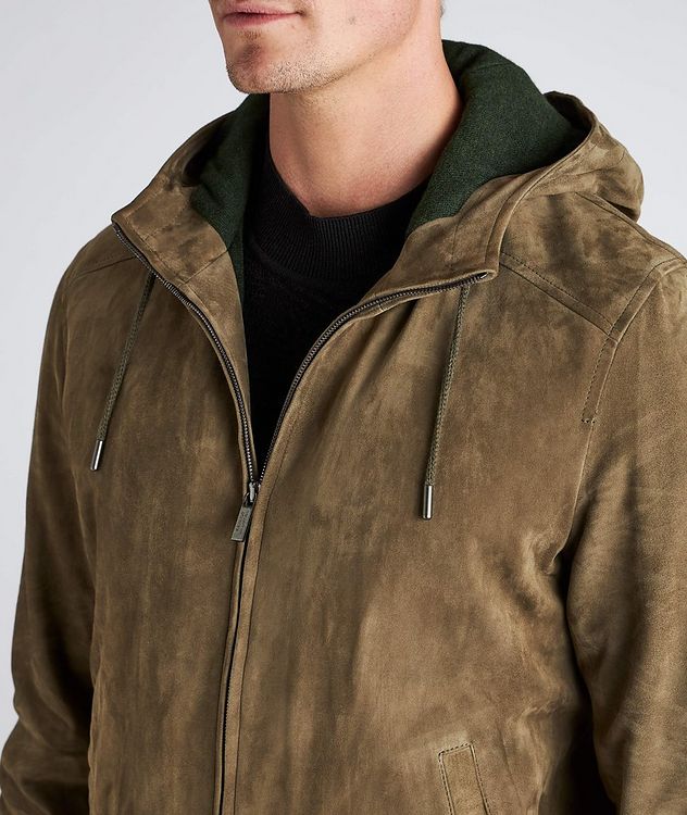 Hooded Suede & Cashmere Bomber Jacket picture 4