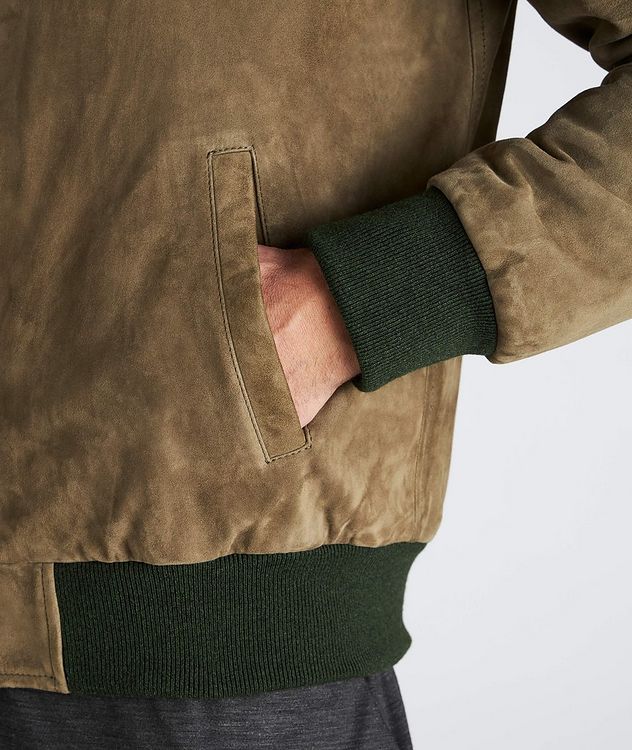 Hooded Suede & Cashmere Bomber Jacket picture 5