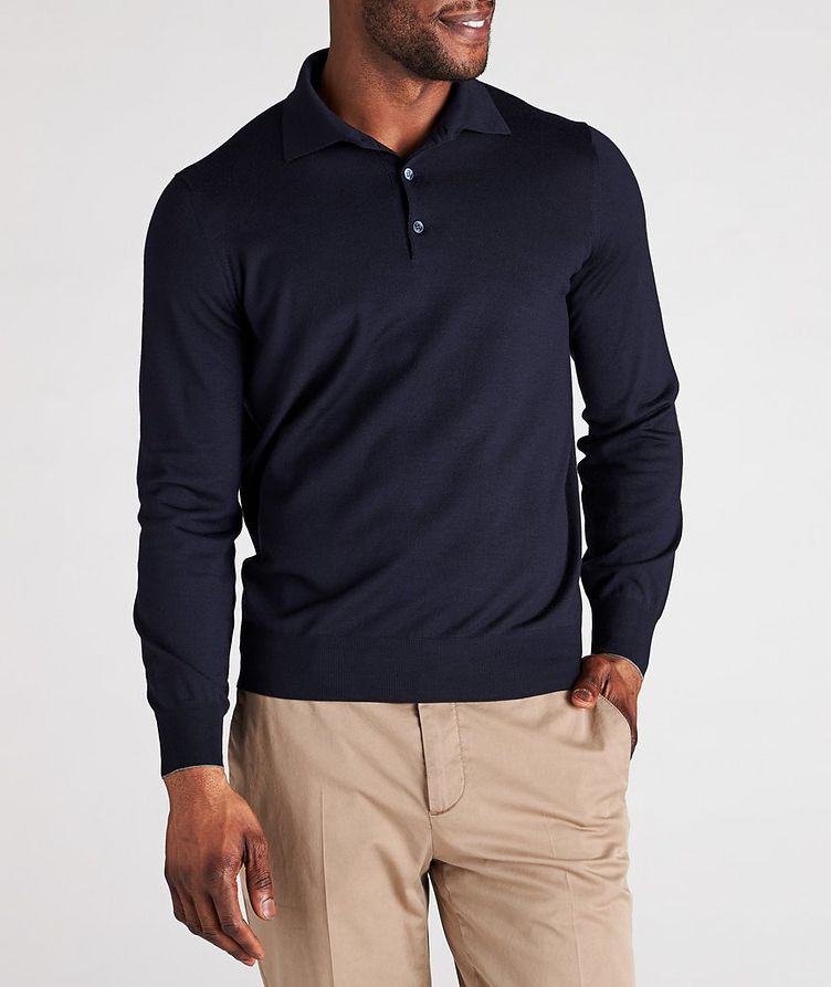 Long-Sleeve Wool-Cashmere Polo image 1