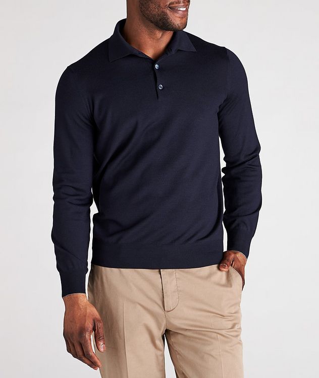Long-Sleeve Wool-Cashmere Polo picture 2