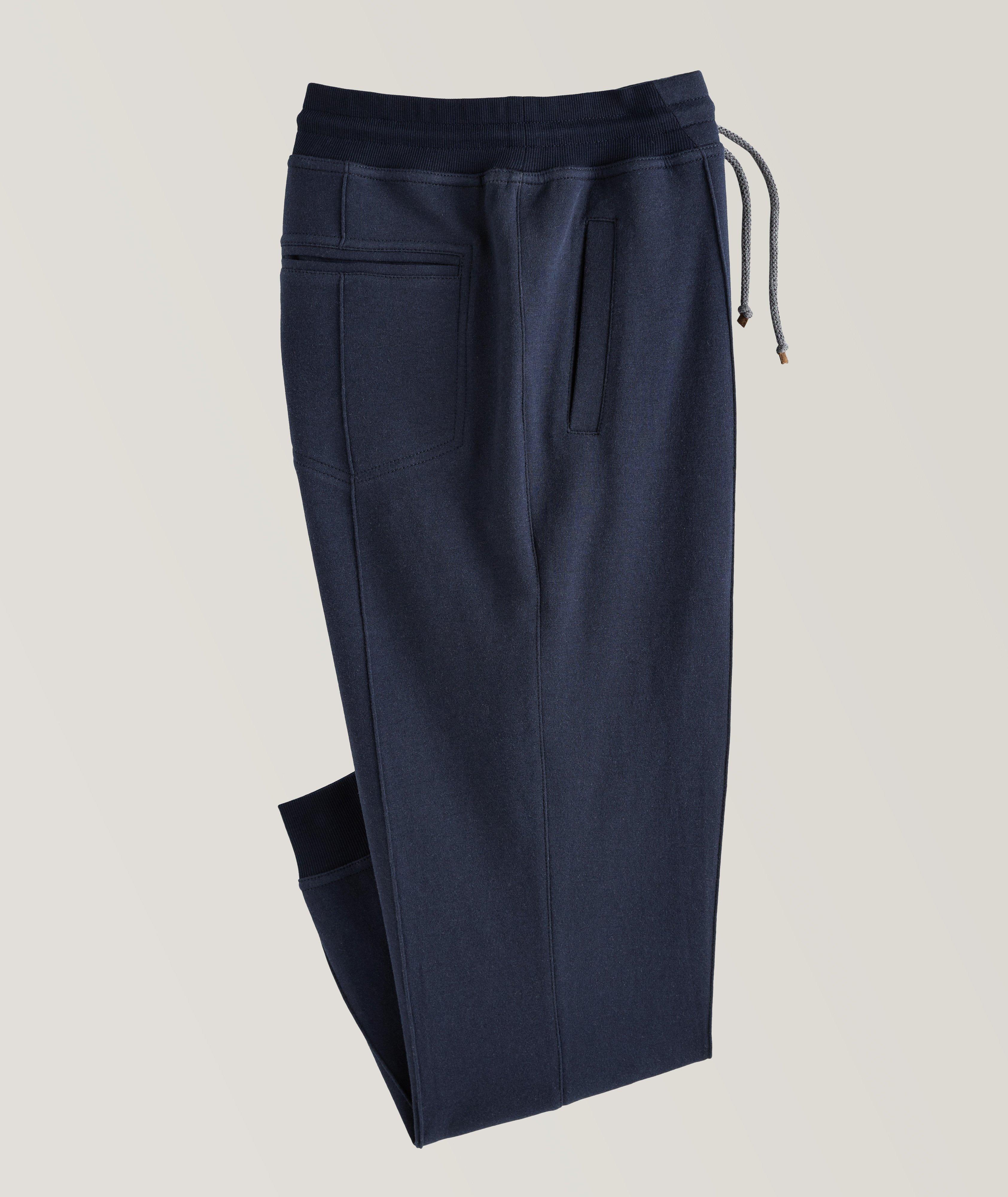 Pantalon sport en coton à cordon et à plis image 0