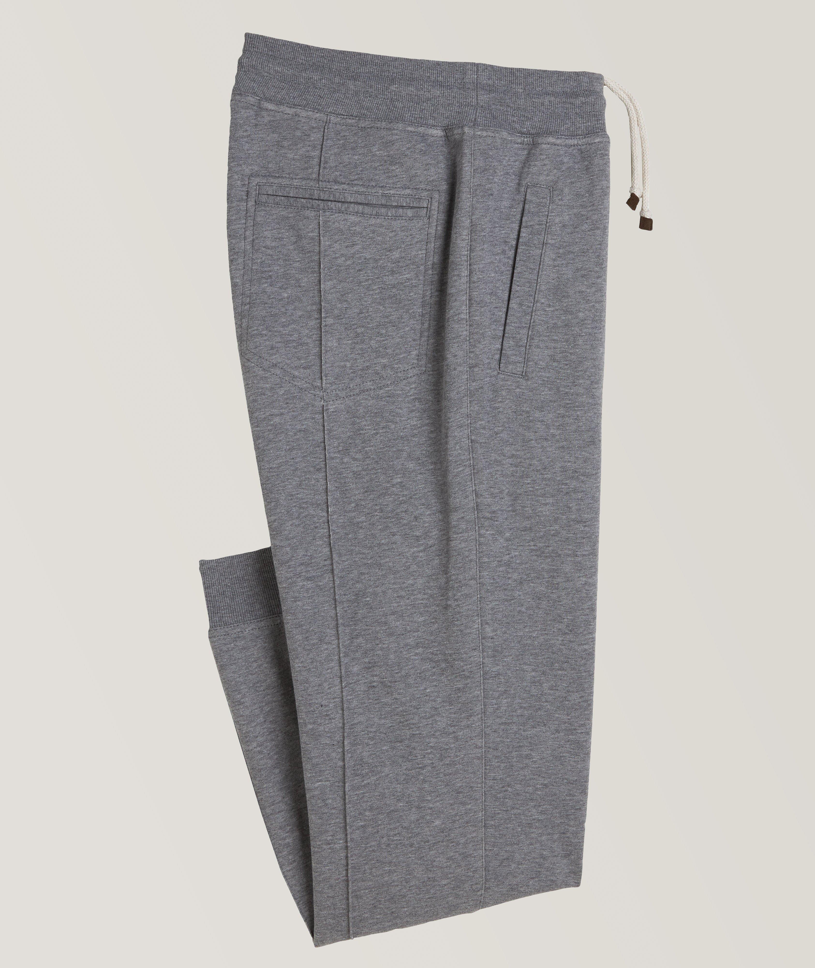 Pantalon sport en coton à cordon et à plis image 0