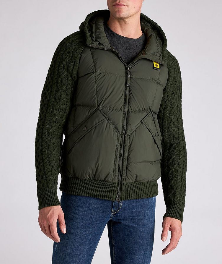 Hooded Cable Knit Wool-Blend Puffer Jacket image 1