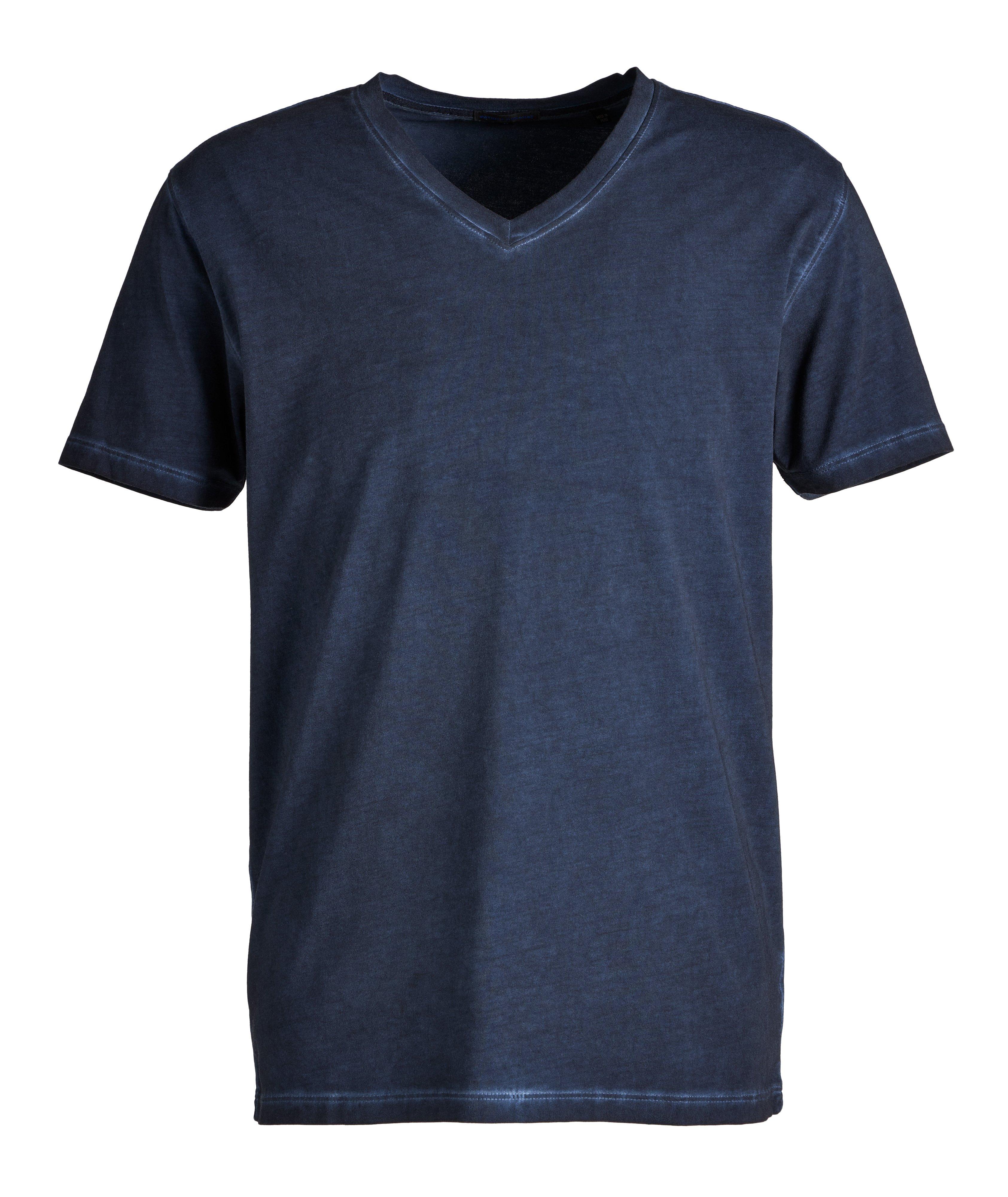 T-shirt en coton extensible à encolure en V image 0