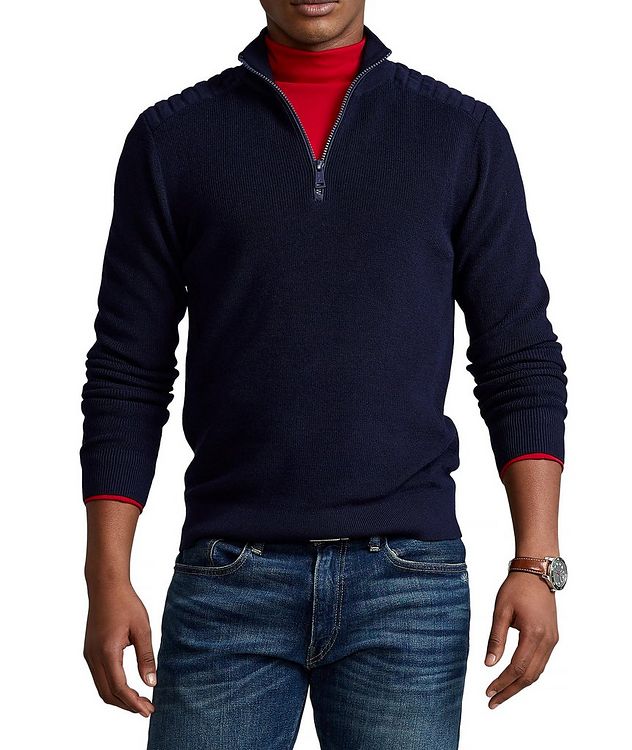 Performance Quarter-Zip Wool-Blend Sweater picture 2