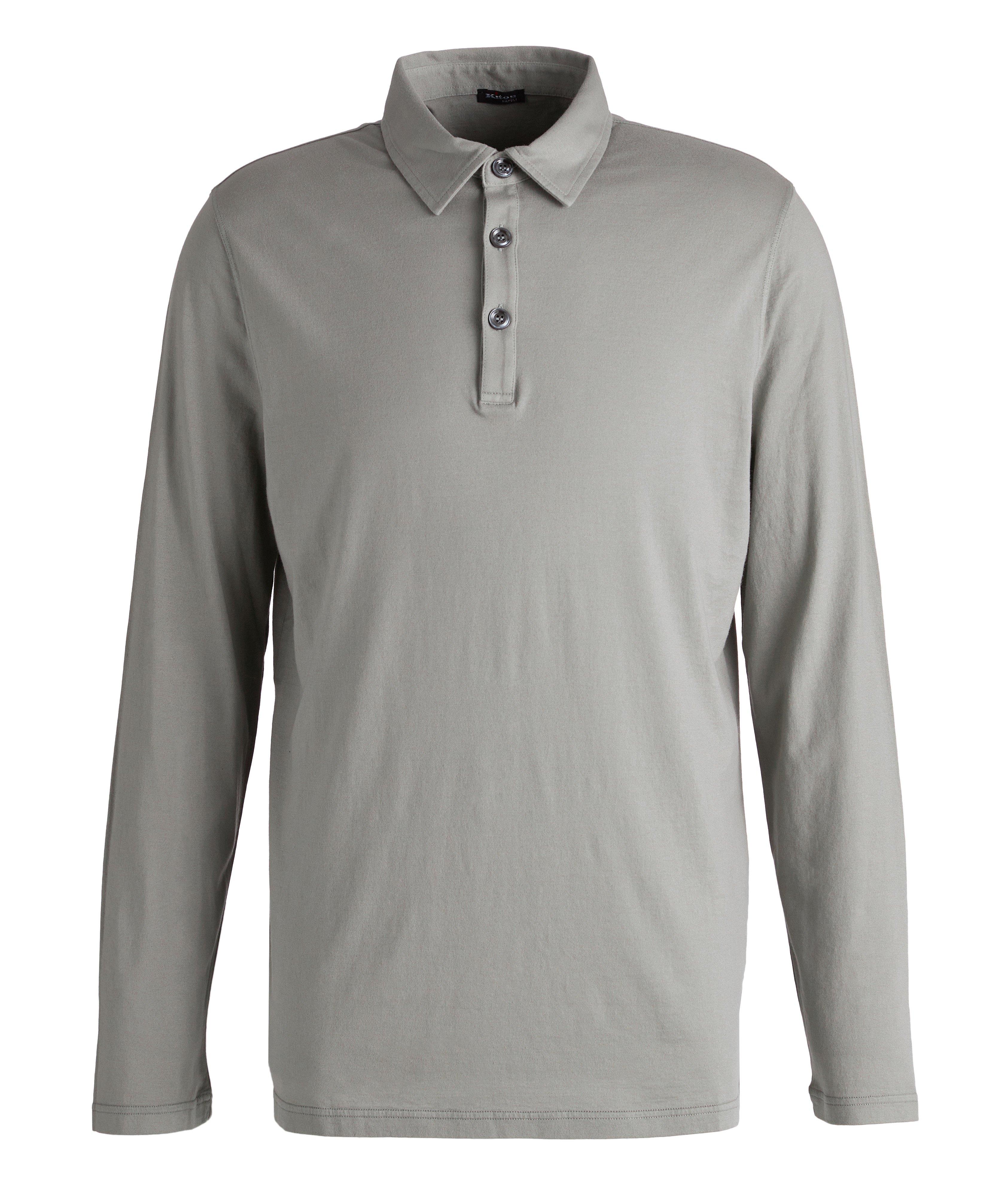 Long Sleeve Cotton-Cashmere Polo image 0
