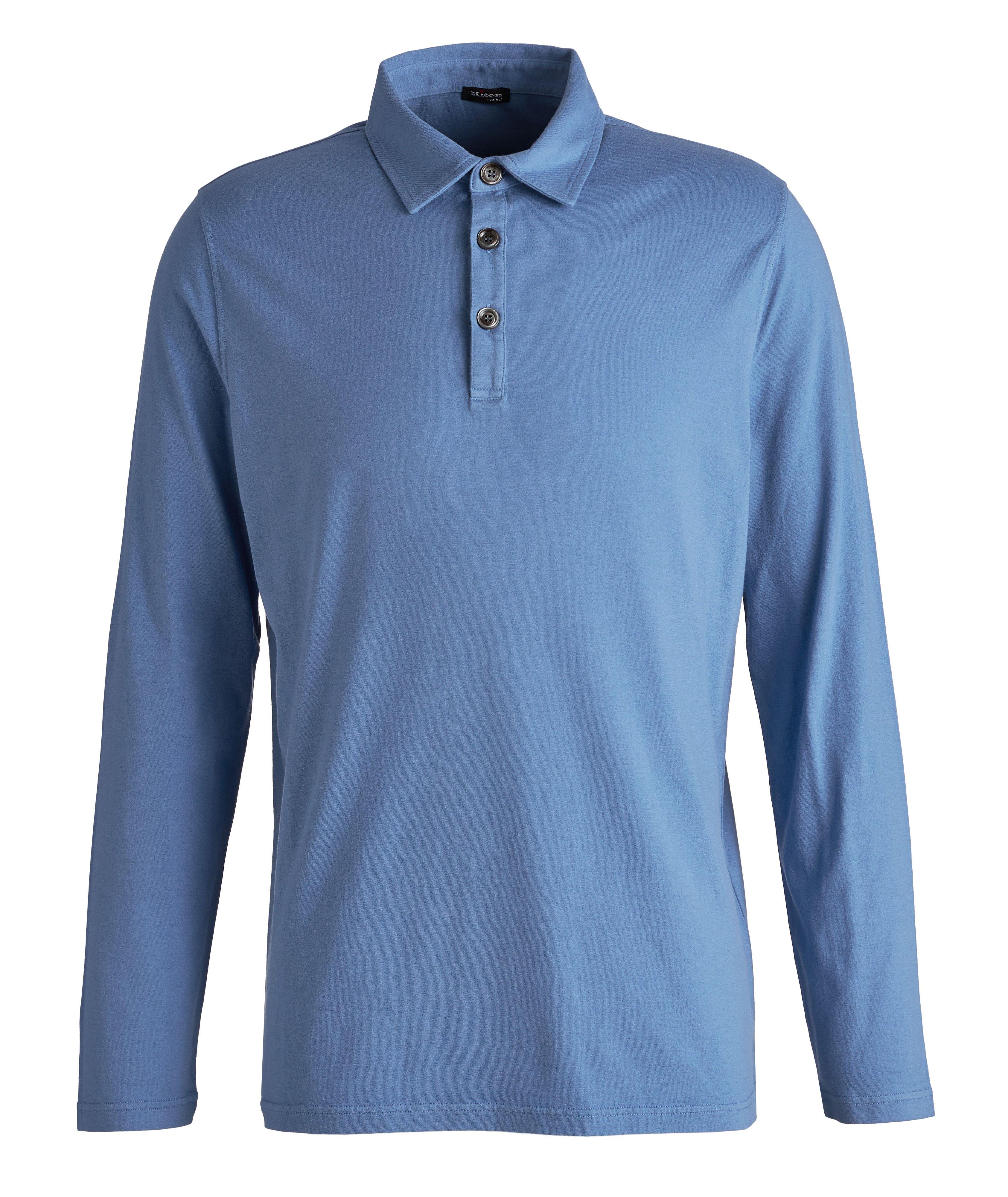 Long Sleeve Cotton-Cashmere Polo image 0