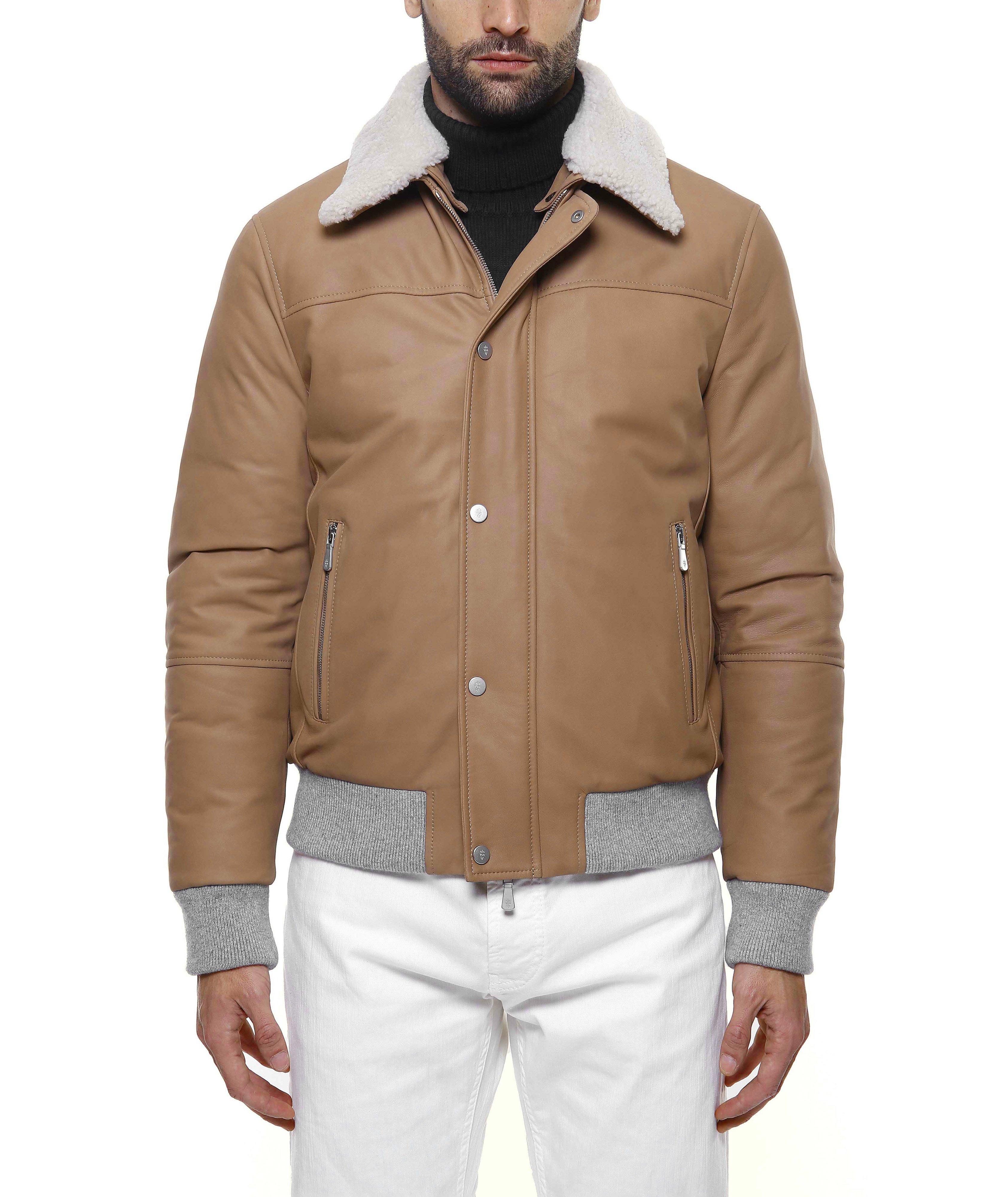 Nubuck and Shearling Aviator Down Jacket image 1