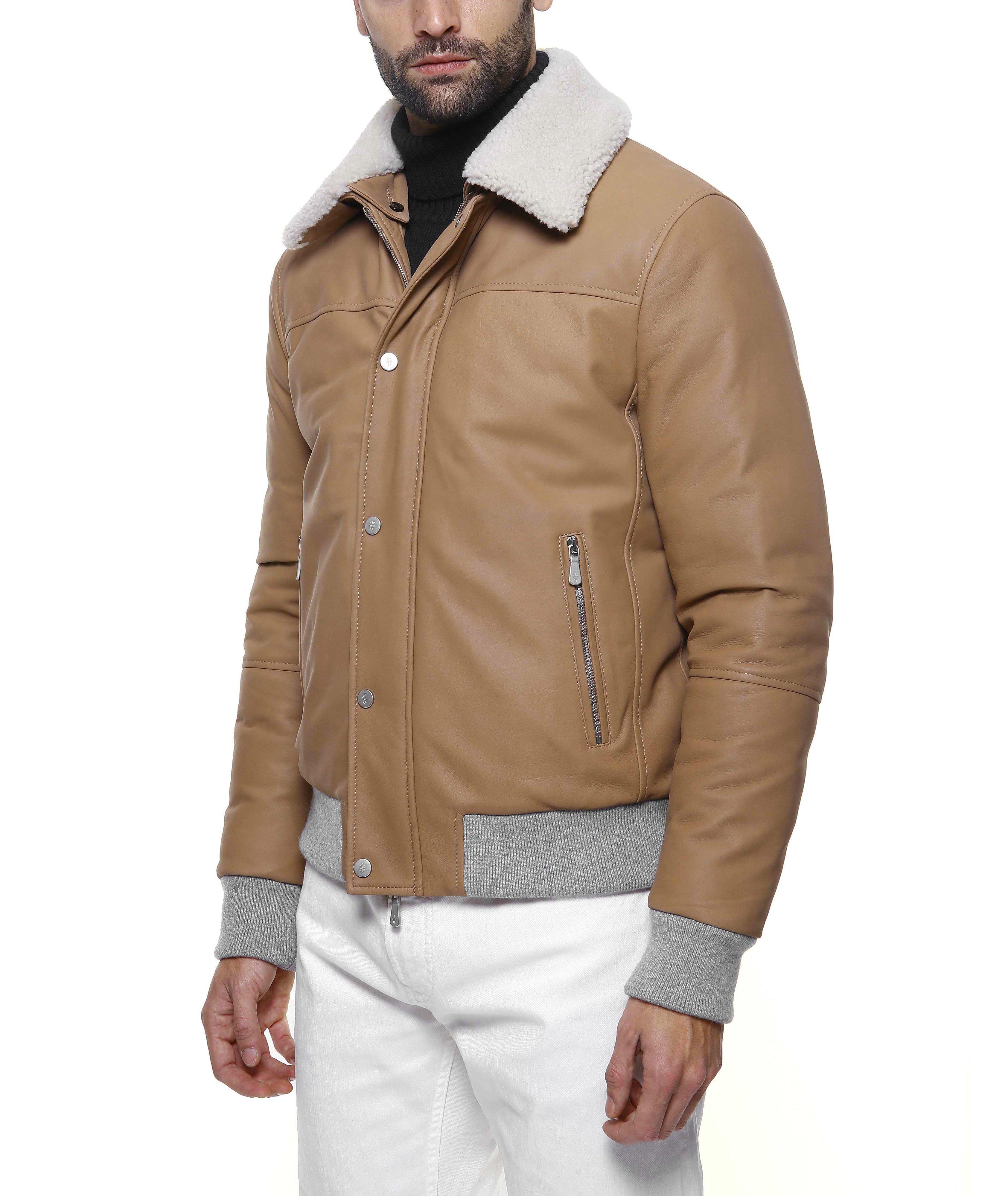 Nubuck and Shearling Aviator Down Jacket image 3