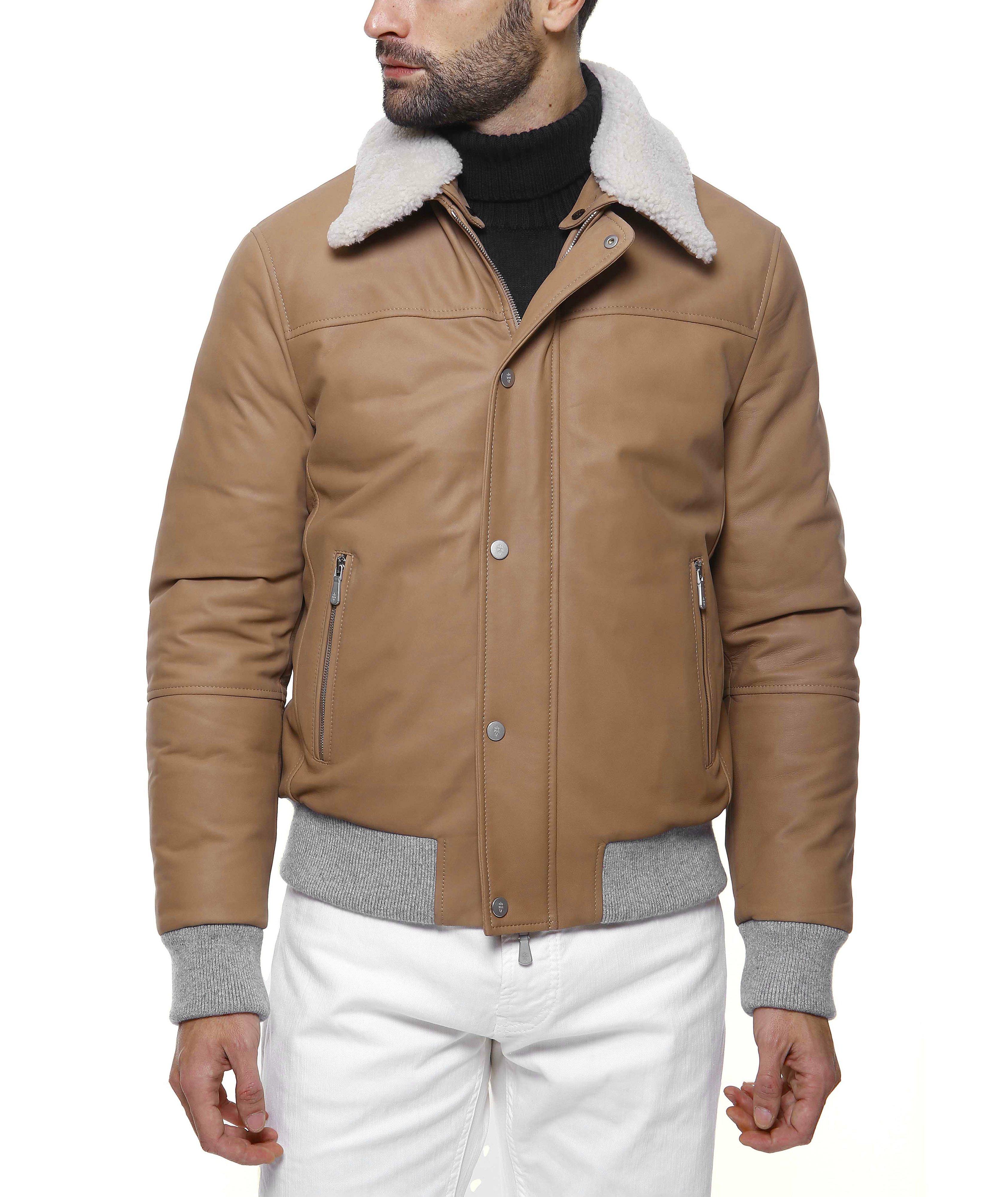 Nubuck and Shearling Aviator Down Jacket image 4
